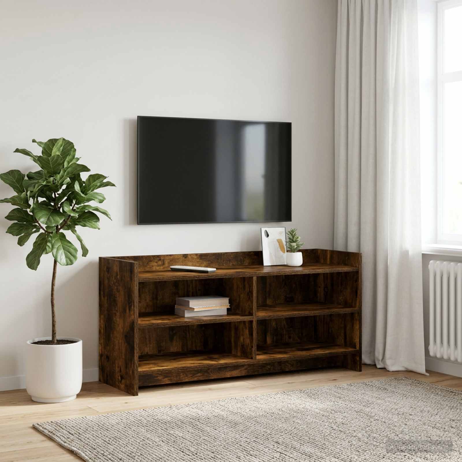 TV-Schränk 100 x 33 x 47 cm Geräucherte Eiche Holzwerkstoff