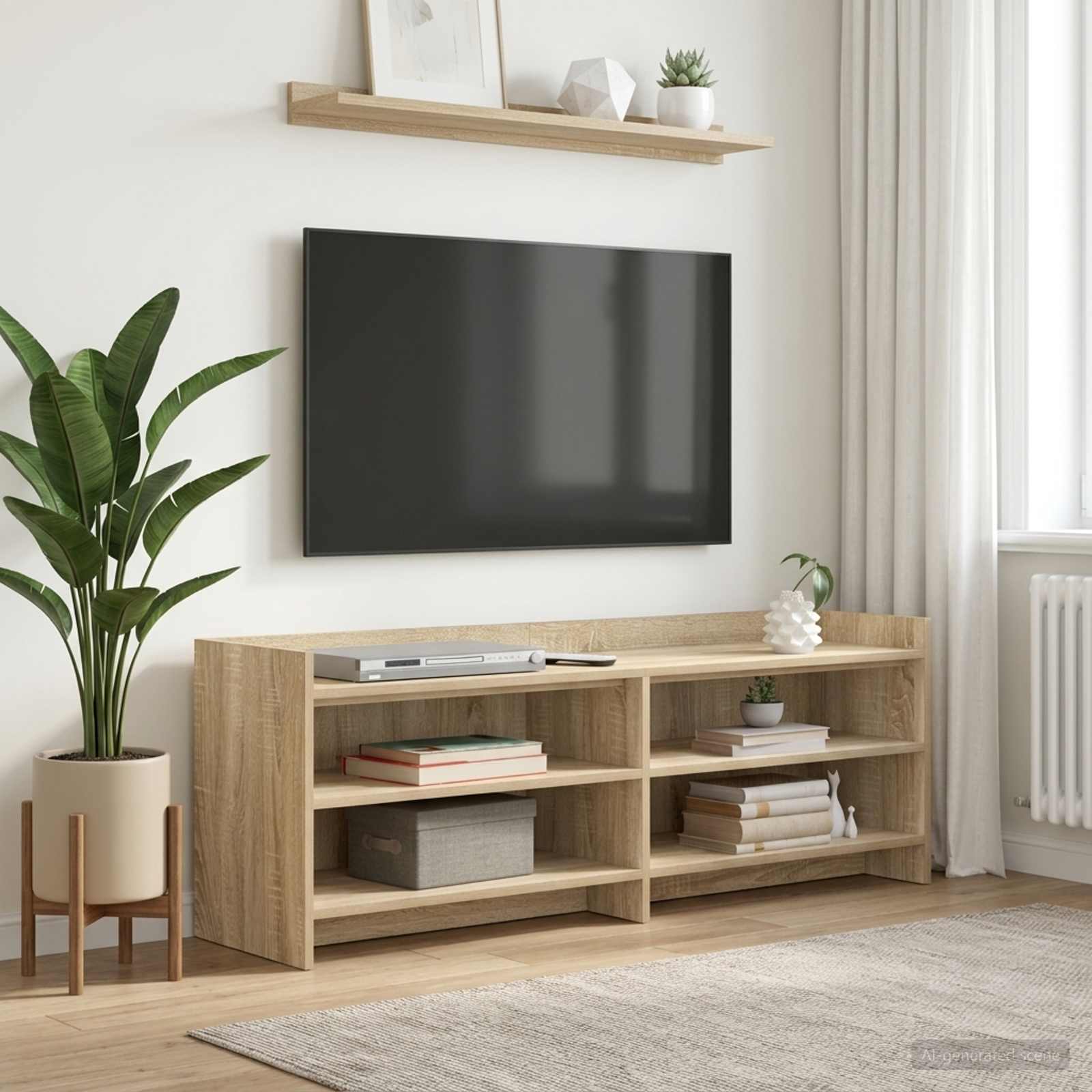 TV-Schränk 135 x 33 x 47 cm Sonoma-Eiche Holzwerkstoff