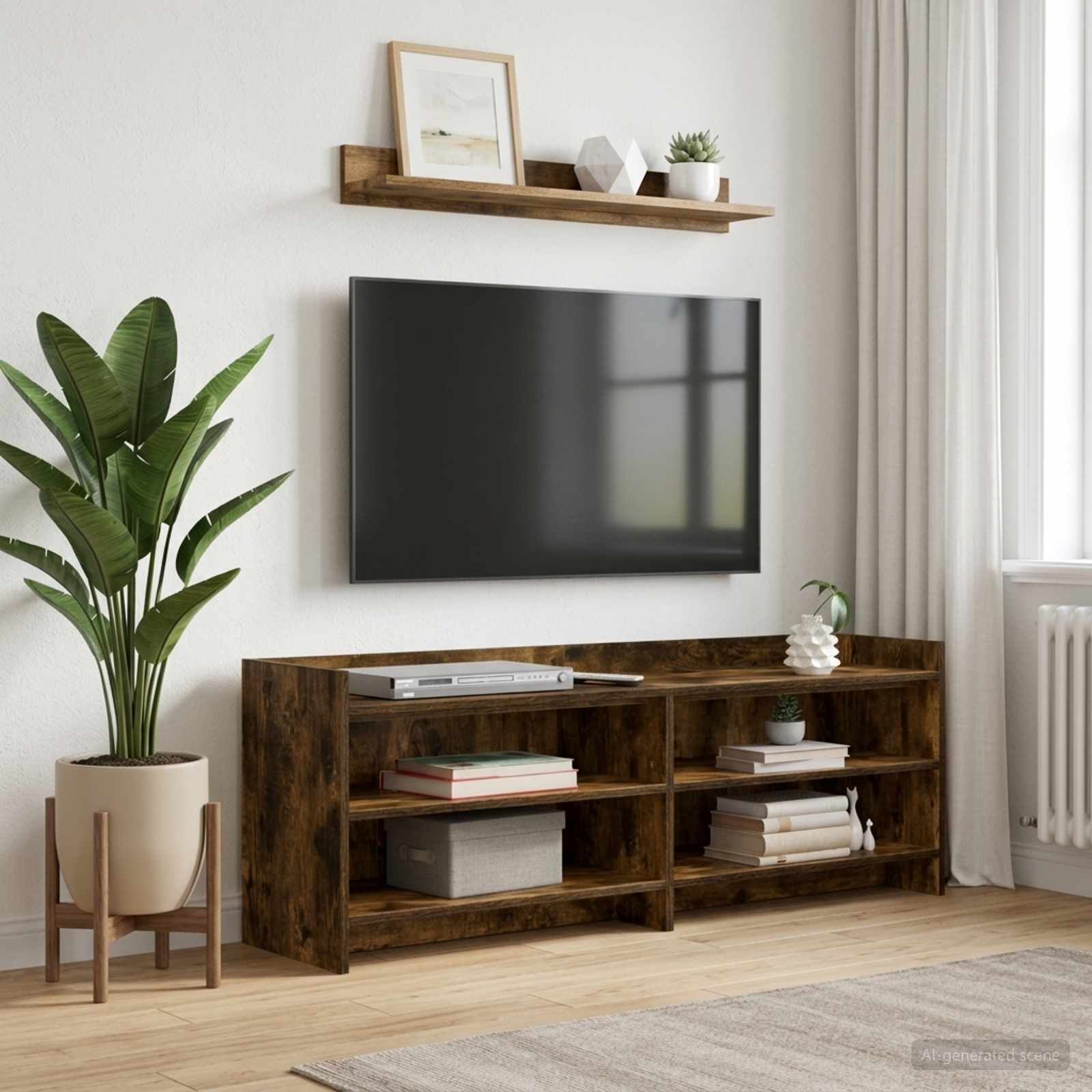 TV-Schränk 135 x 33 x 47 cm Geräucherte Eiche Holzwerkstoff