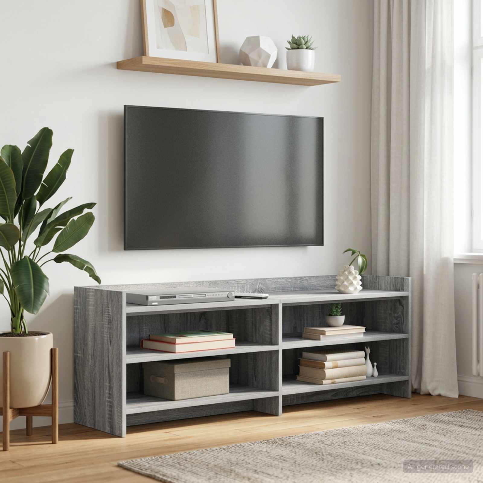 TV-Schränk 135 x 33 x 47 cm Grau Sonoma Holzwerkstoff
