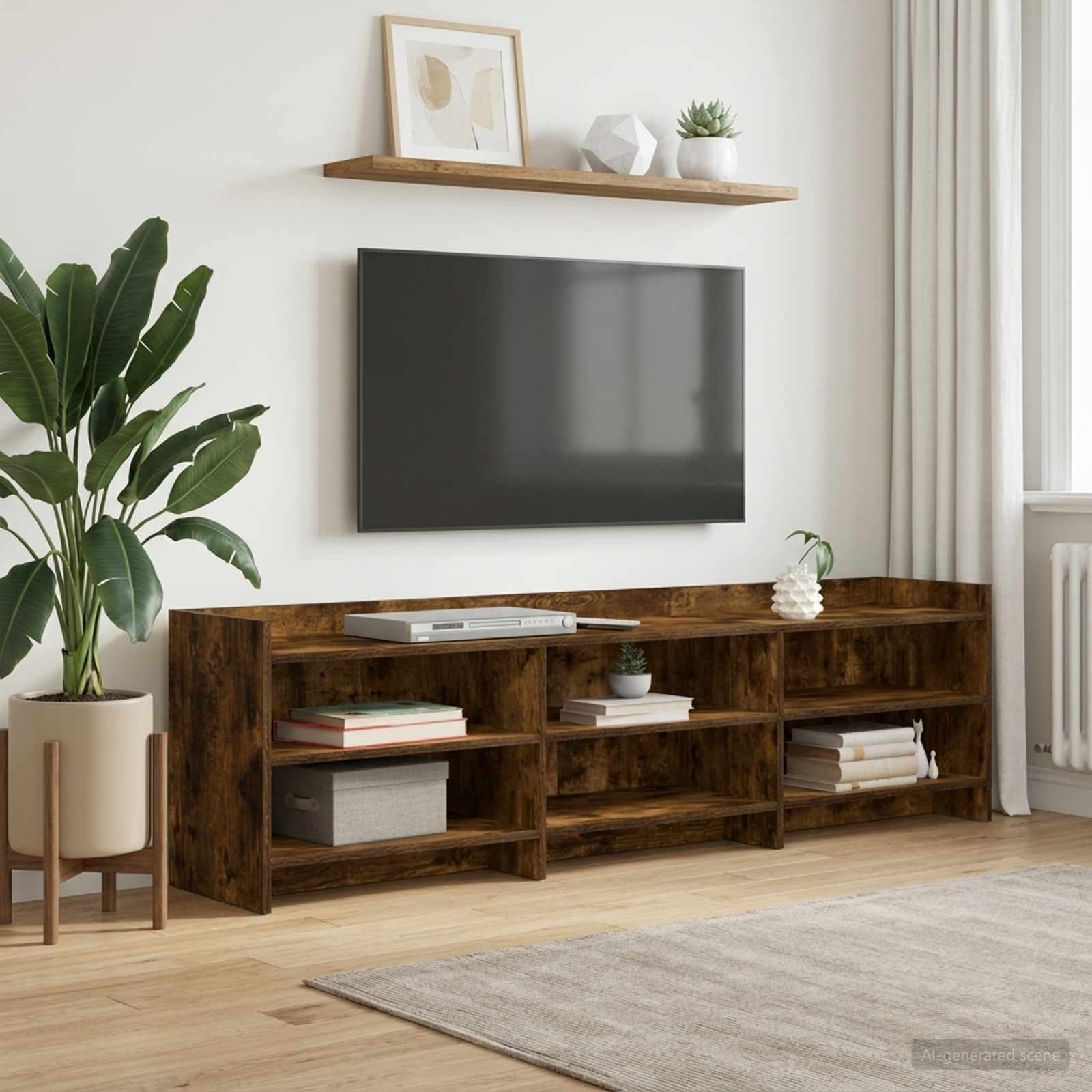 TV-Schränk 168 x 33 x 47 cm Geräucherte Eiche Holzwerkstoff