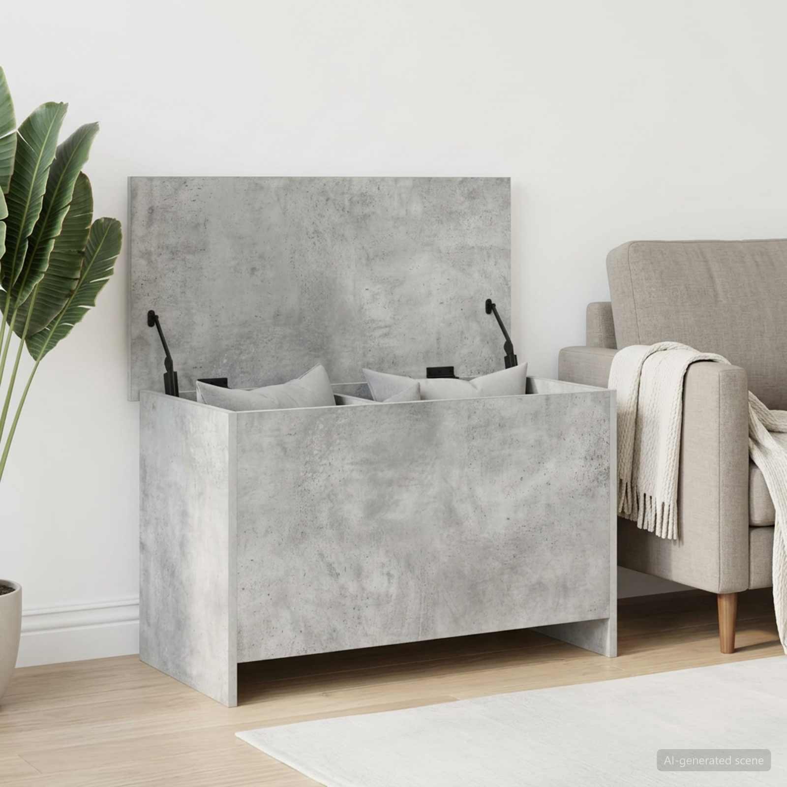 Aufbewahrungstruhe Betongrau 80 x 40 x 50 cm Holzwerkstoff