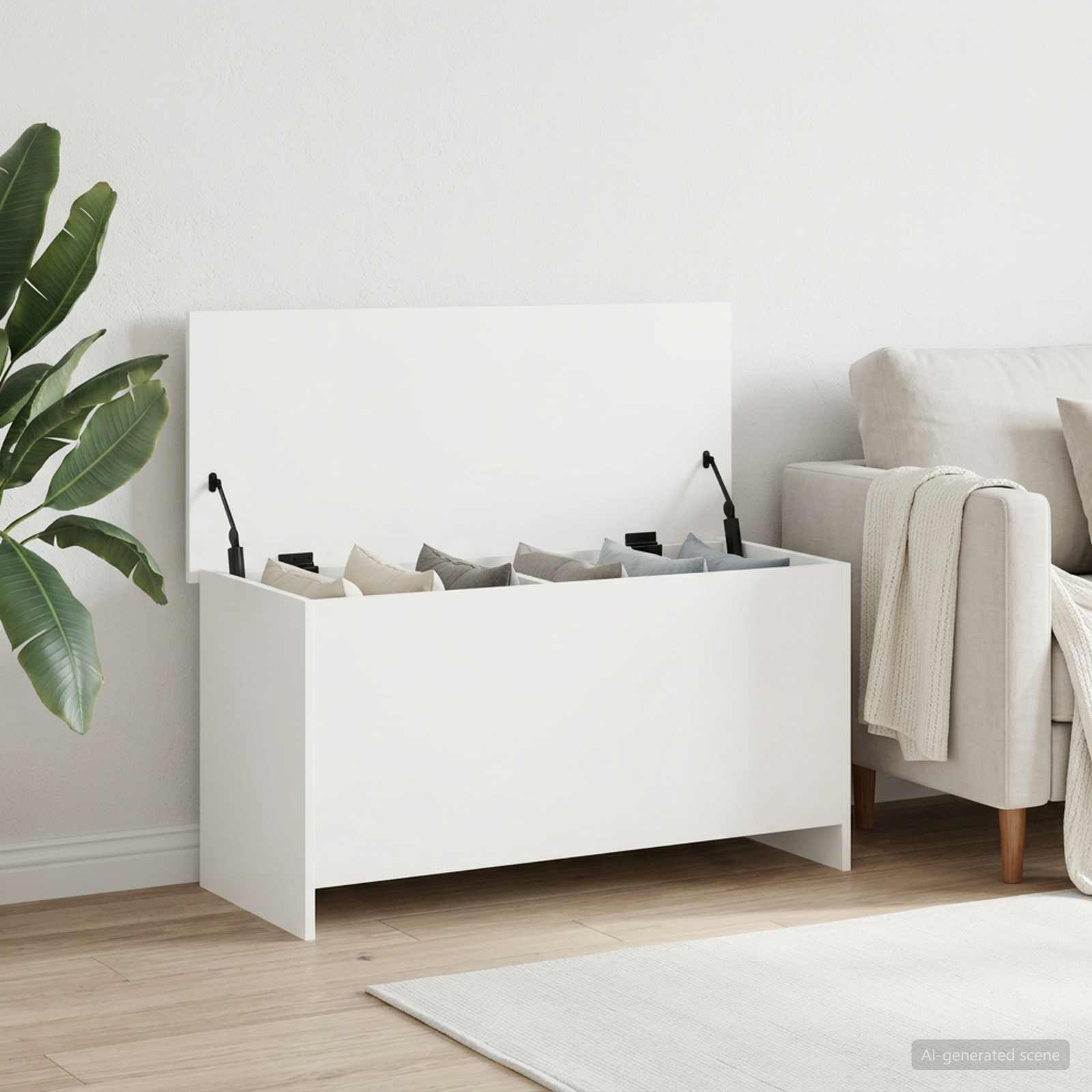 Aufbewahrungstruhe Weiß 100 x 40 x 50 cm Holzwerkstoff