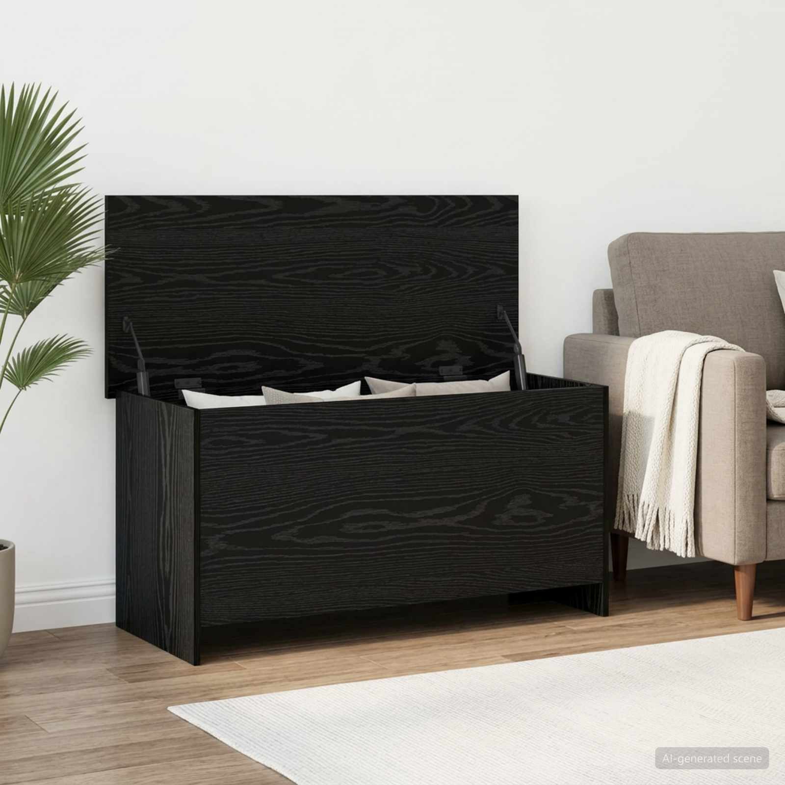 Aufbewahrungstruhe mit Speicher Schwarze Eiche 100 x 40 x 50 cm