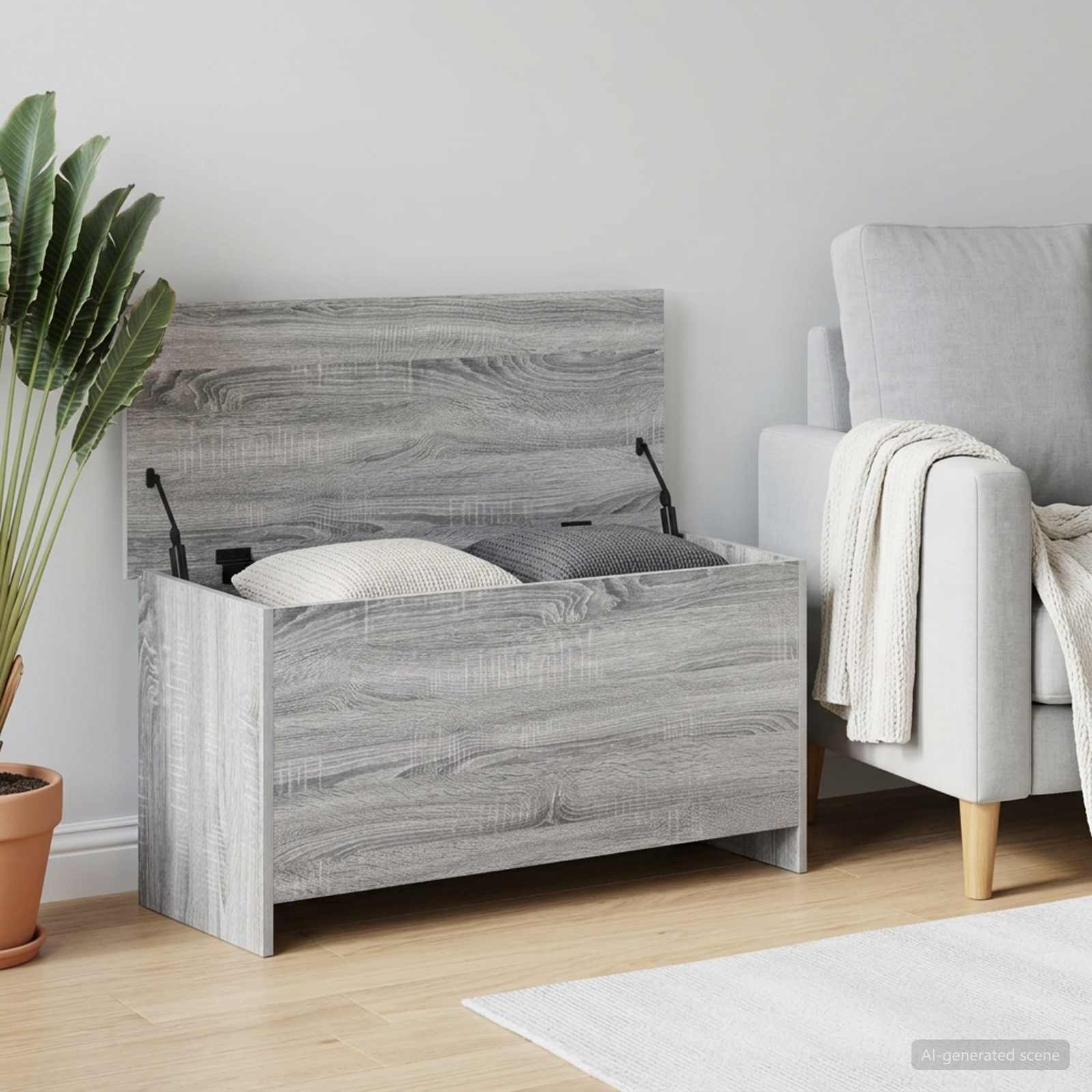 Aufbewahrungstruhe Grau Sonoma 100 x 40 x 50 cm Holzwerkstoff