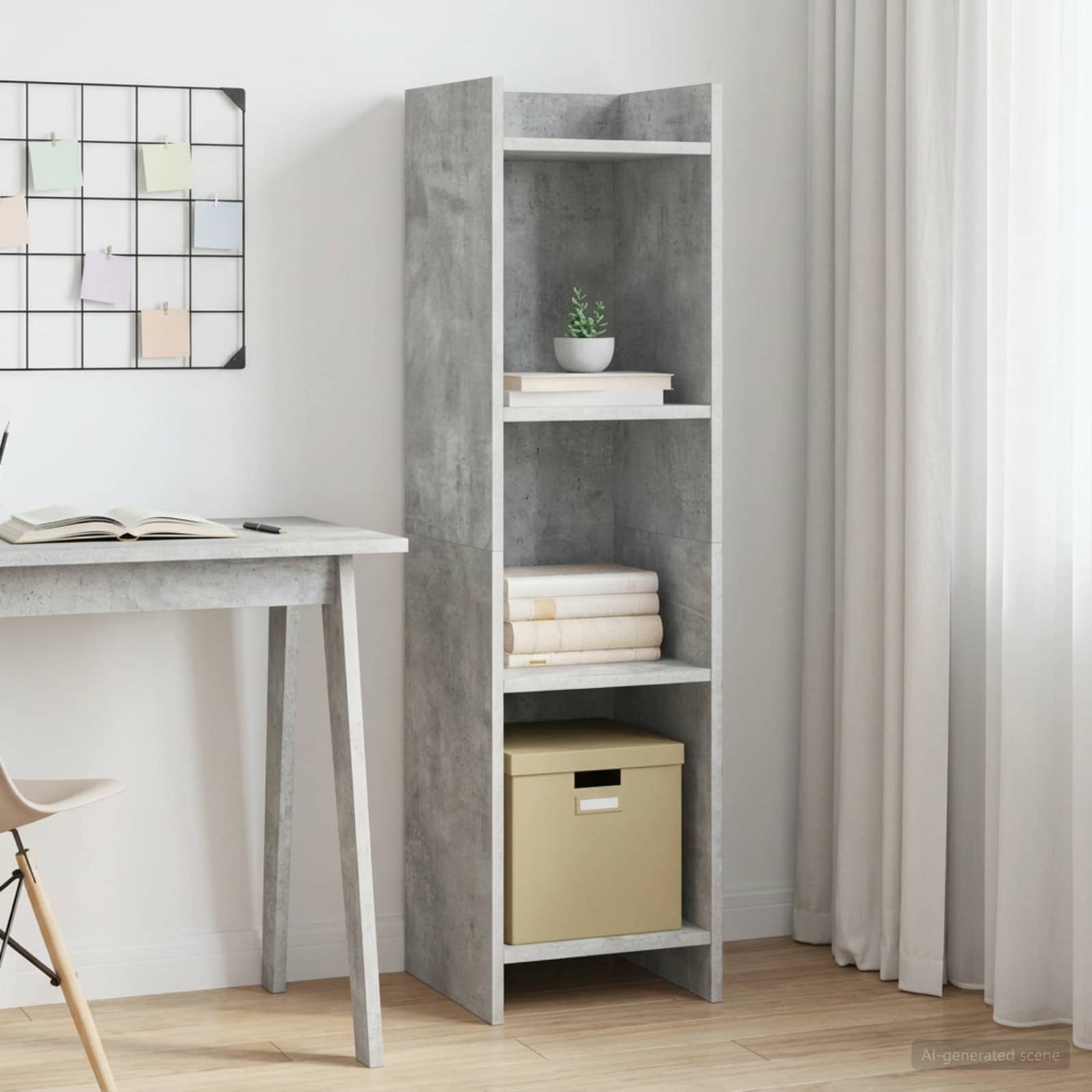 Bücherregal Beton Grau 30 x 30 x 111 cm Holzwerkstoff