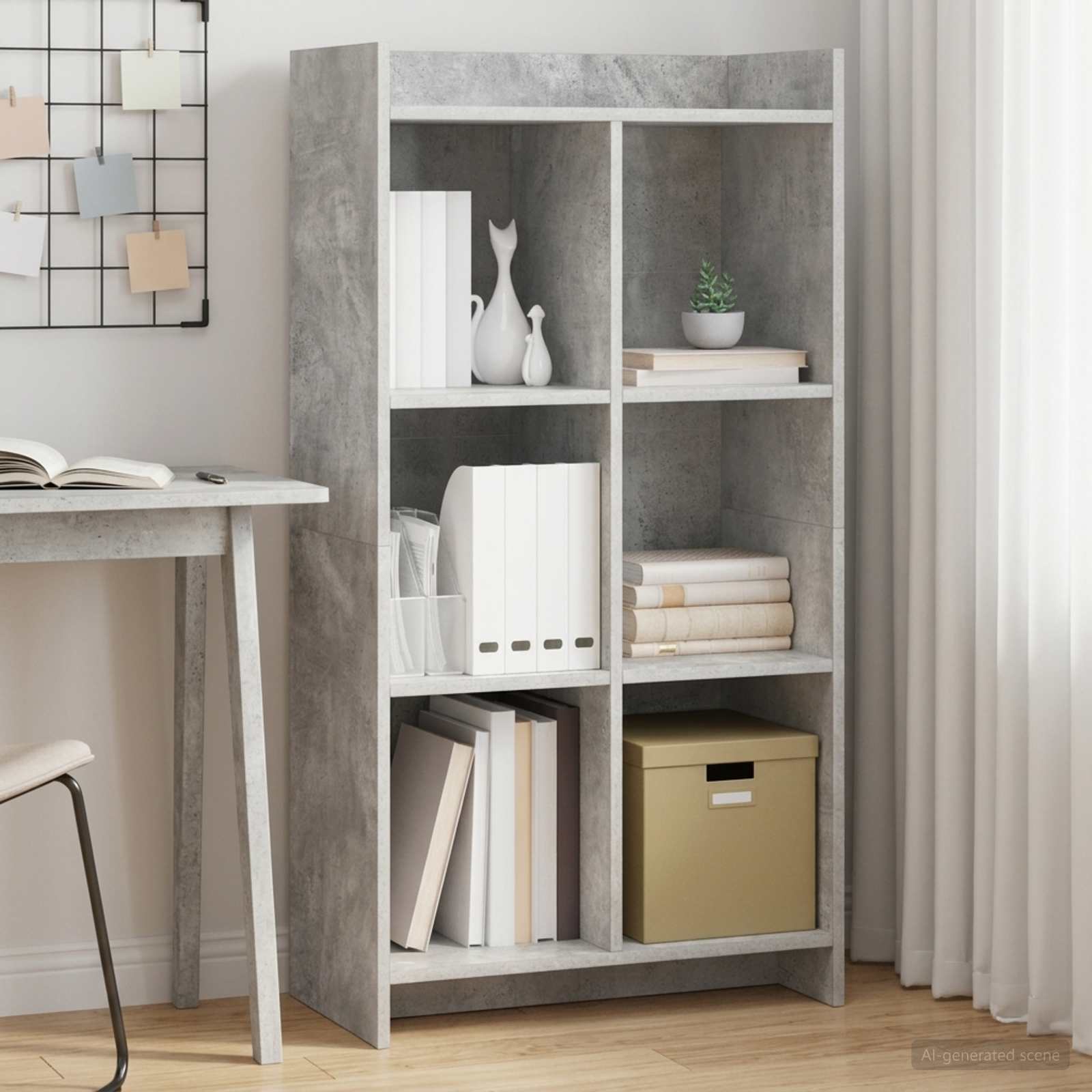 Bücherregal Beton Grau 59 x 30 x 111 cm Holzwerkstoff