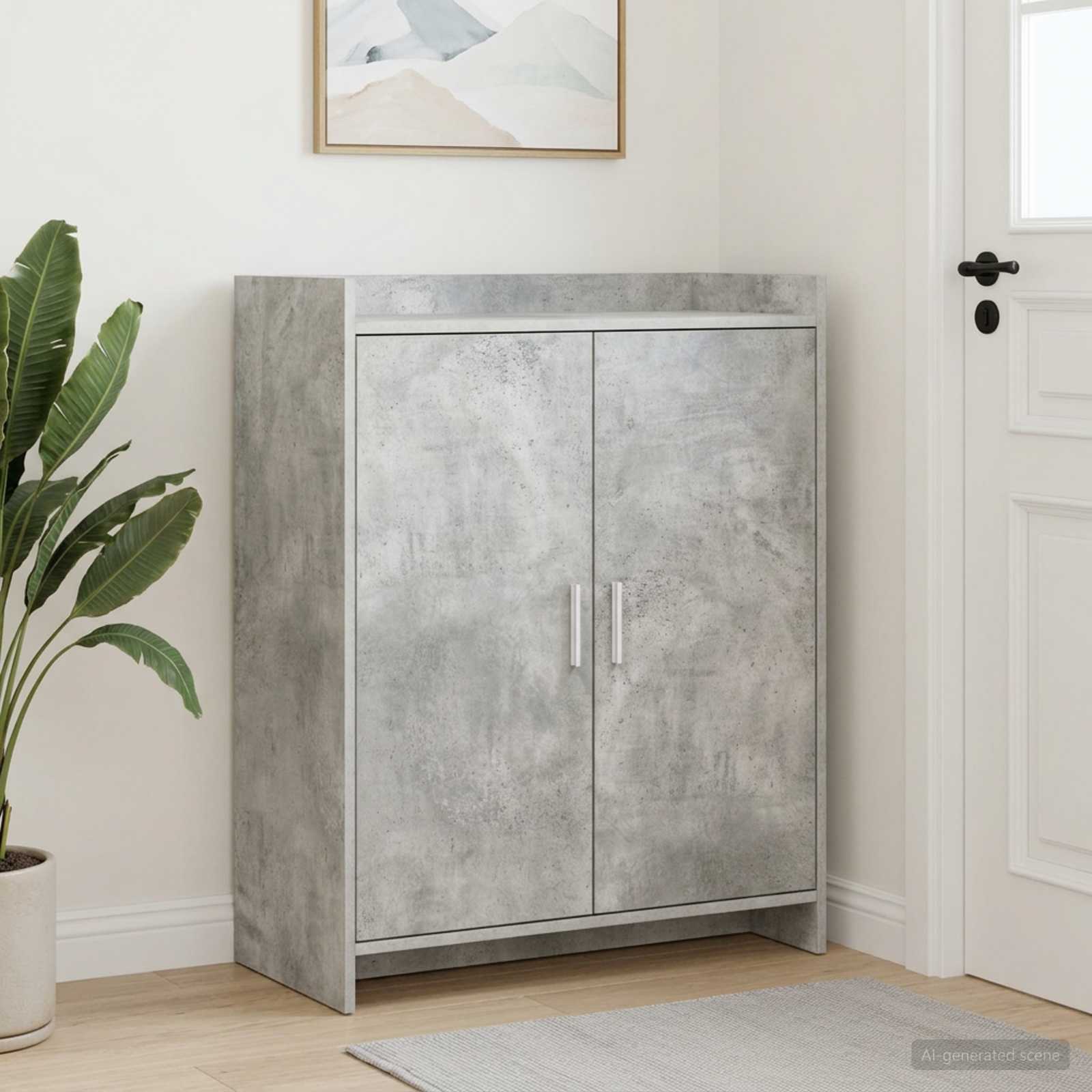 Schuhschrank mit Tür Betongrau 73,5 x 36 x 92 cm Holzwerkstoff