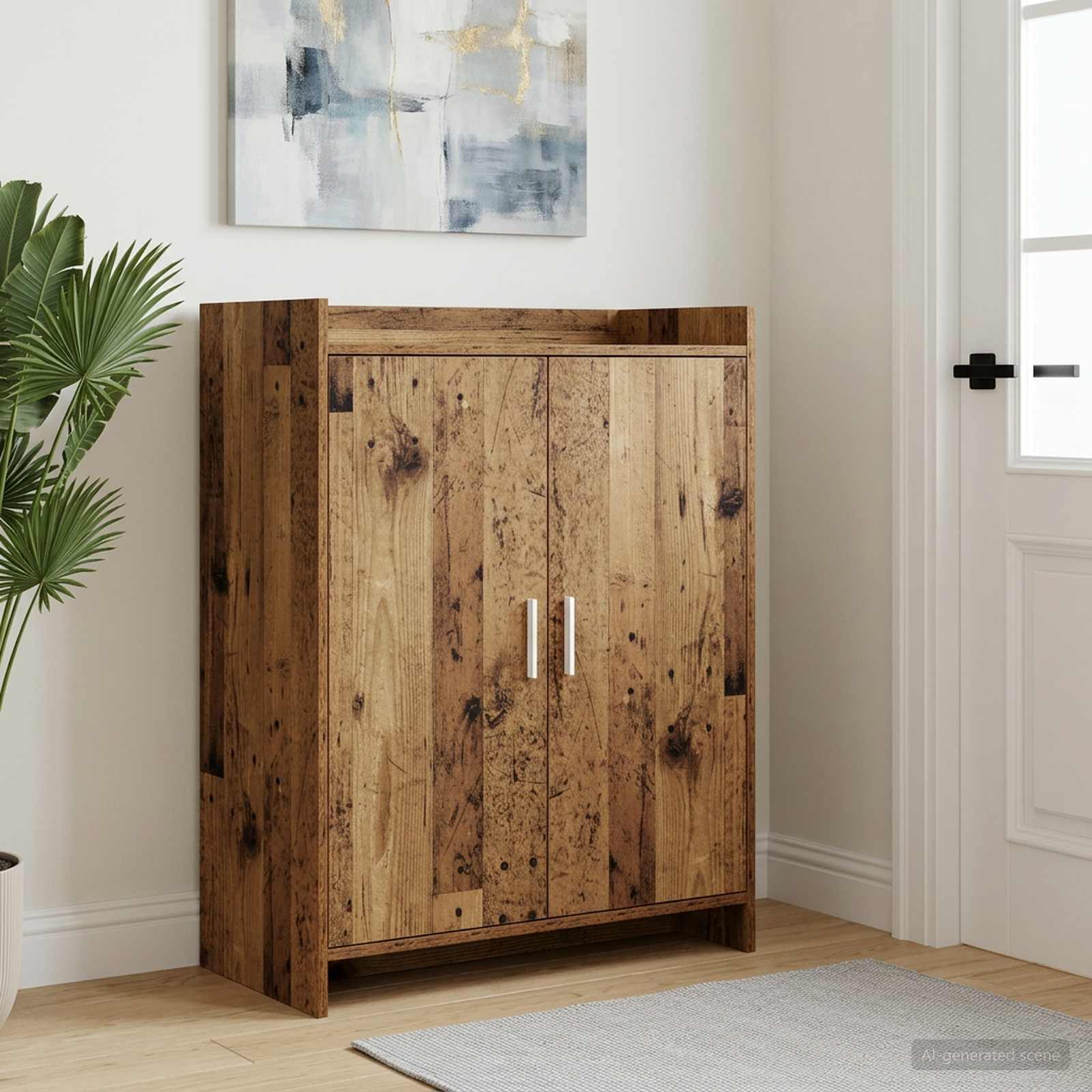 Schuhschrank mit Tür Altholz 73,5 x 36 x 92 cm Holzwerkstoff