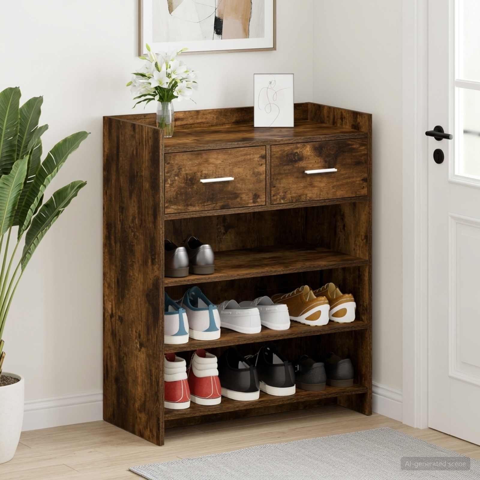 Schuhschrank 73,5 x 36 x 92 cm Holzwerkstoff Räuchereiche