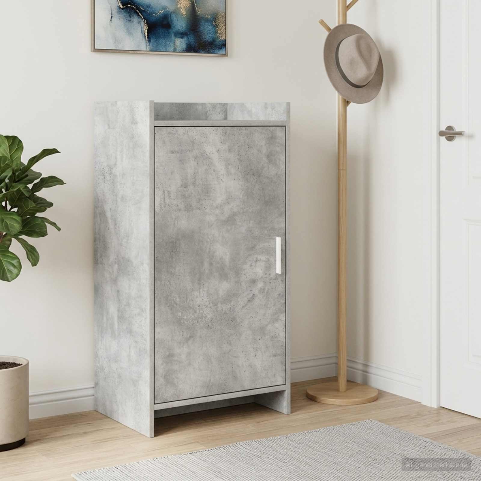 Schuhschrank mit Tür Betongrau 48 x 36 x 92 cm Holzwerkstoff