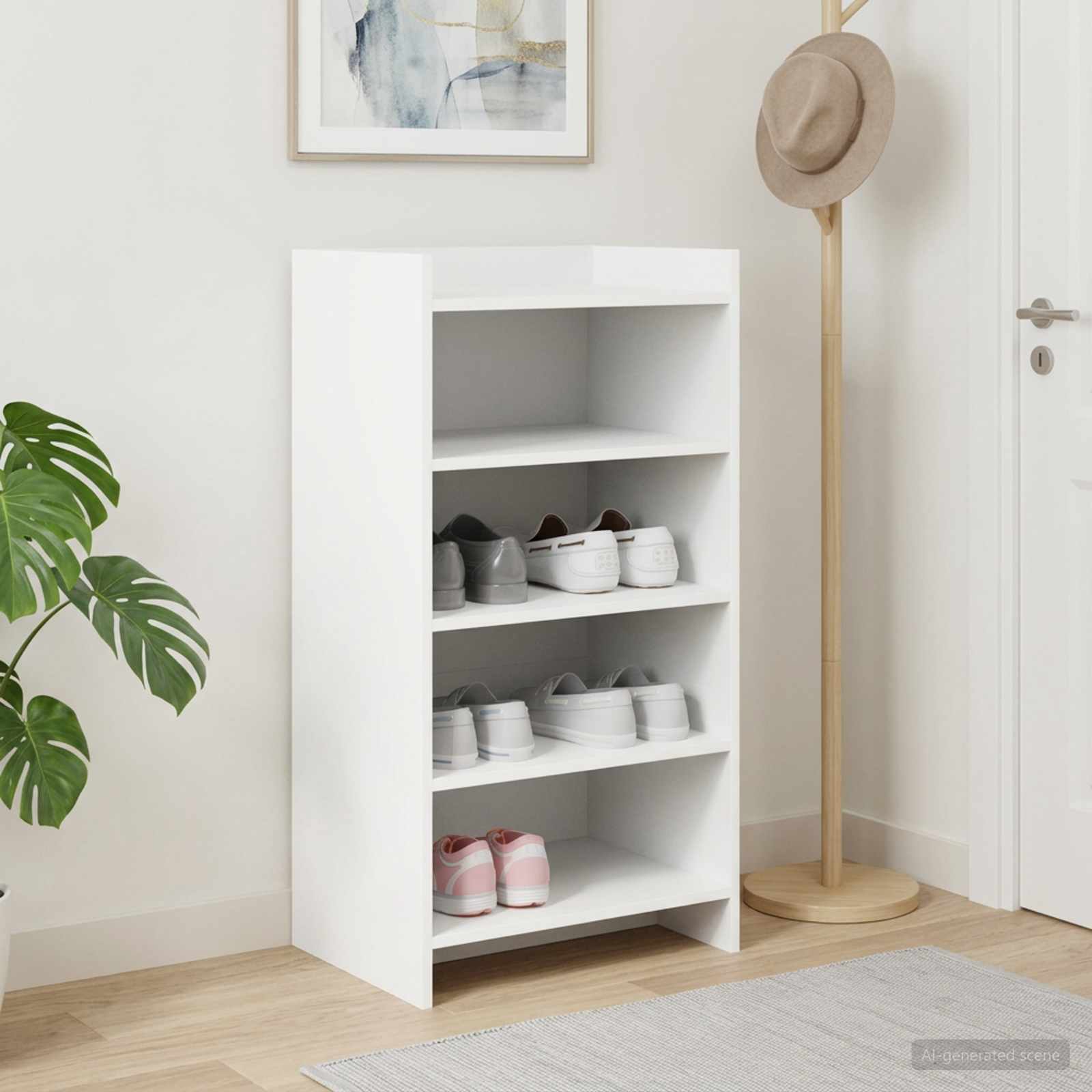 Schuhschrank mit Speicher Weiß 48 x 36 x 92 cm Holzwerkstoff