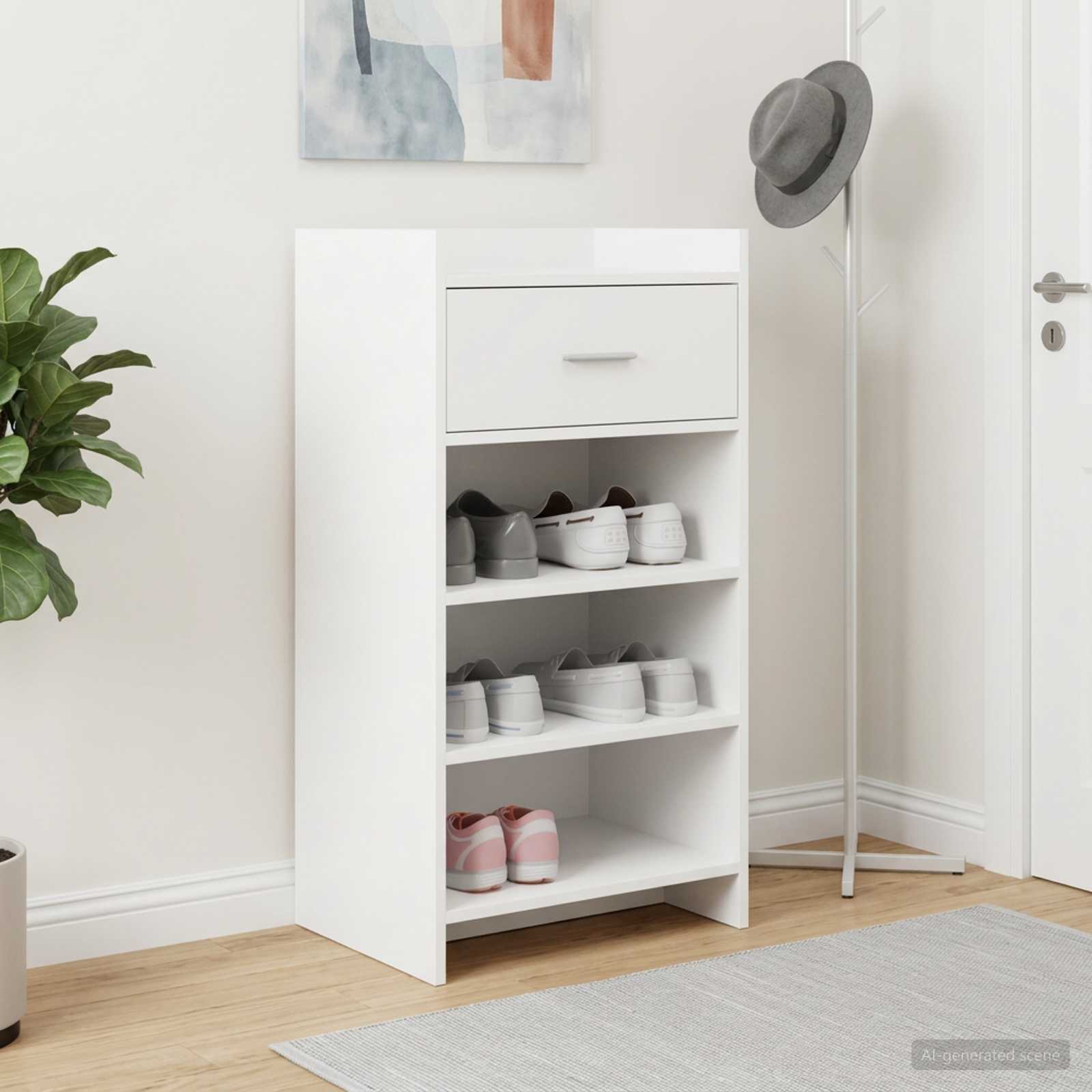 Schuhschrank mit Schubladen Weiß 48 x 36 x 92 cm Holzwerkstoff