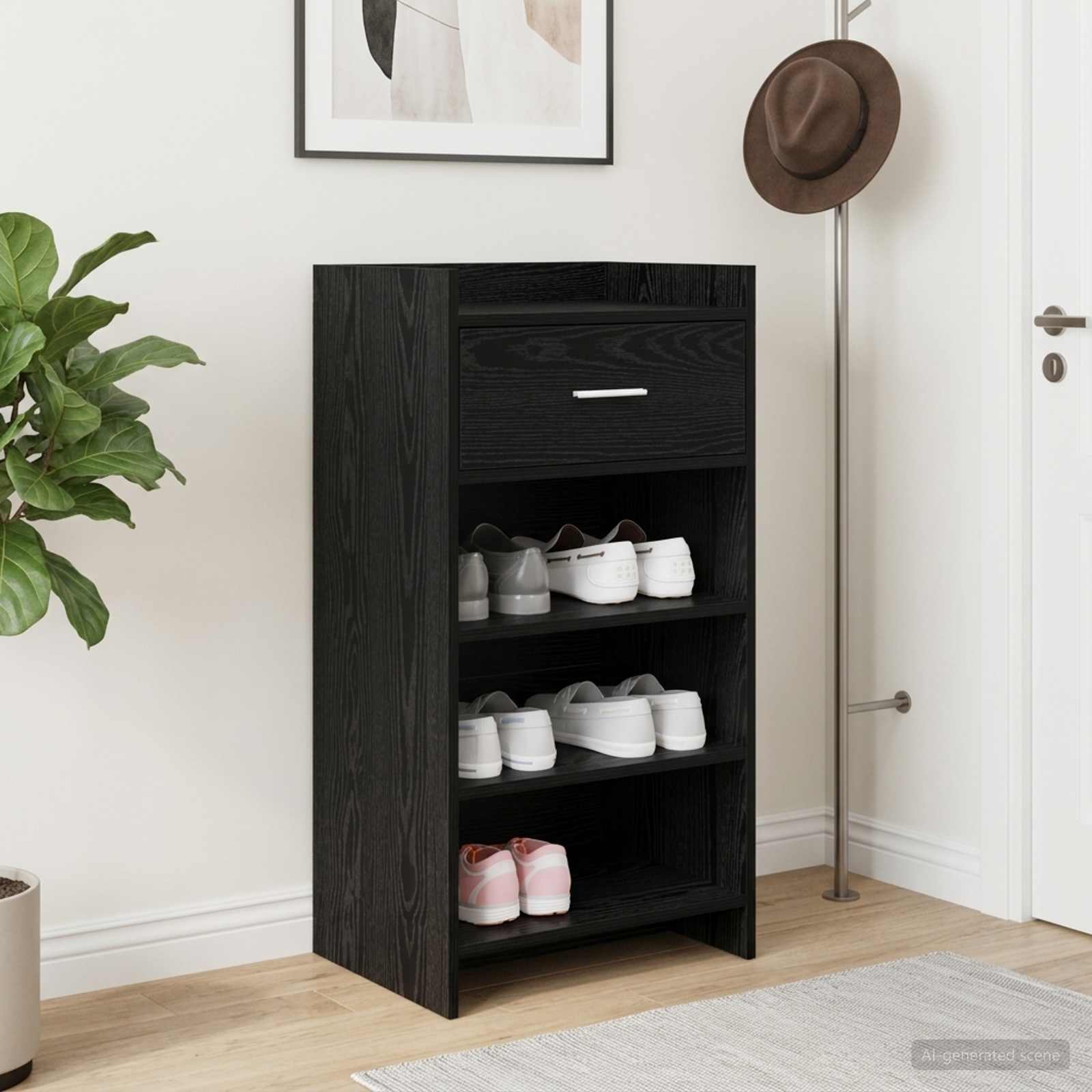 Schuhschrank Schwarze Eiche 48 x 36 x 92 cm Holzwerkstoff