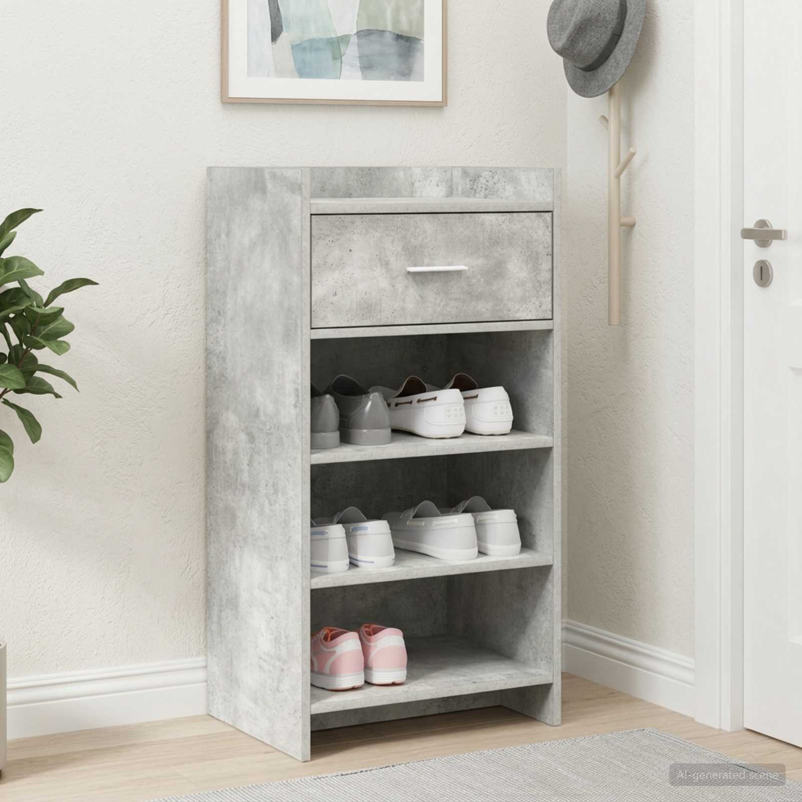 Schuhschrank Betongrau 48 x 36 x 92 cm Holzwerkstoff