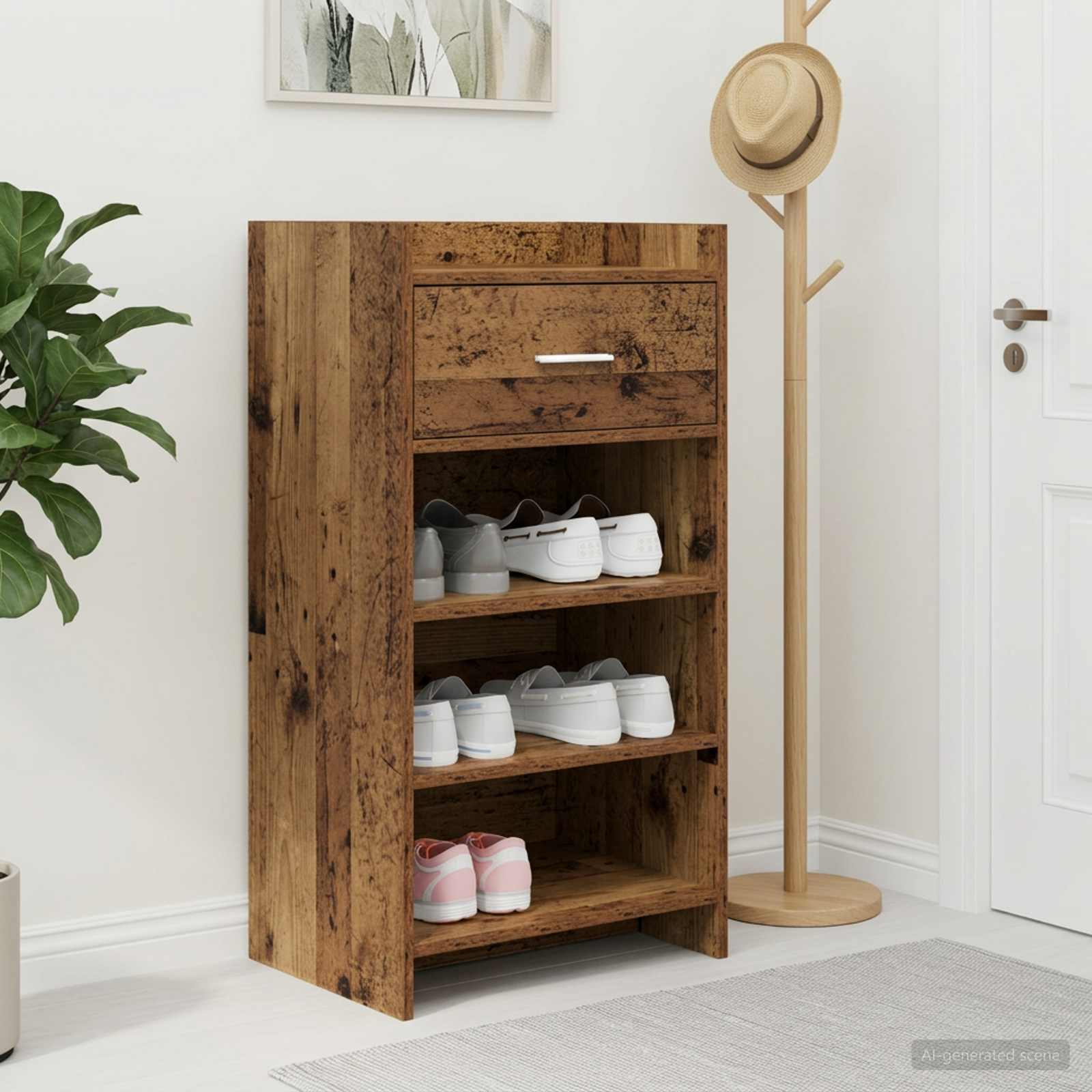 Schuhschrank mit Speicher Altholz 48 x 36 x 92 cm Holzwerkstoff
