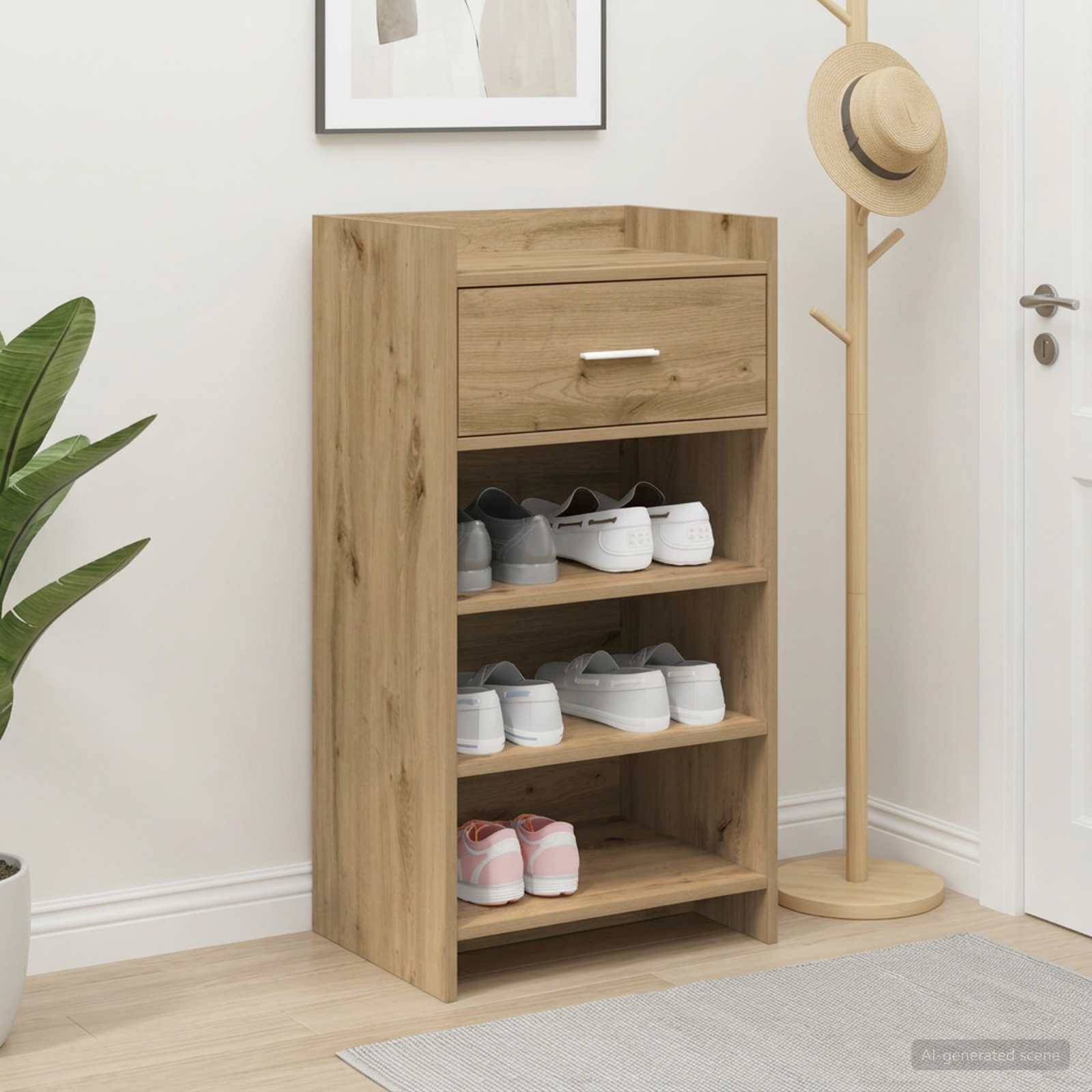 Schuhschrank 48 x 36 x 92 cm Holzwerkstoff Artisan-Eiche