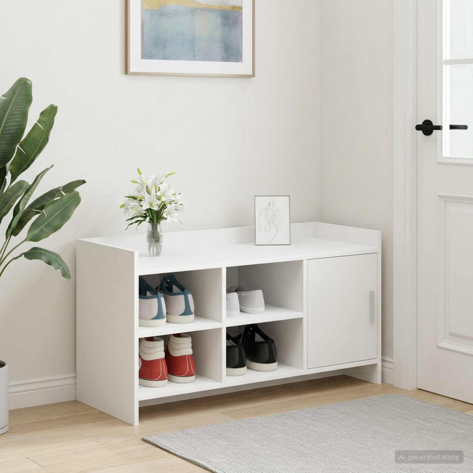 Schuhschrank mit Speicher Weiß 100 x 39,5 x 51 cm Holzwerkstoff