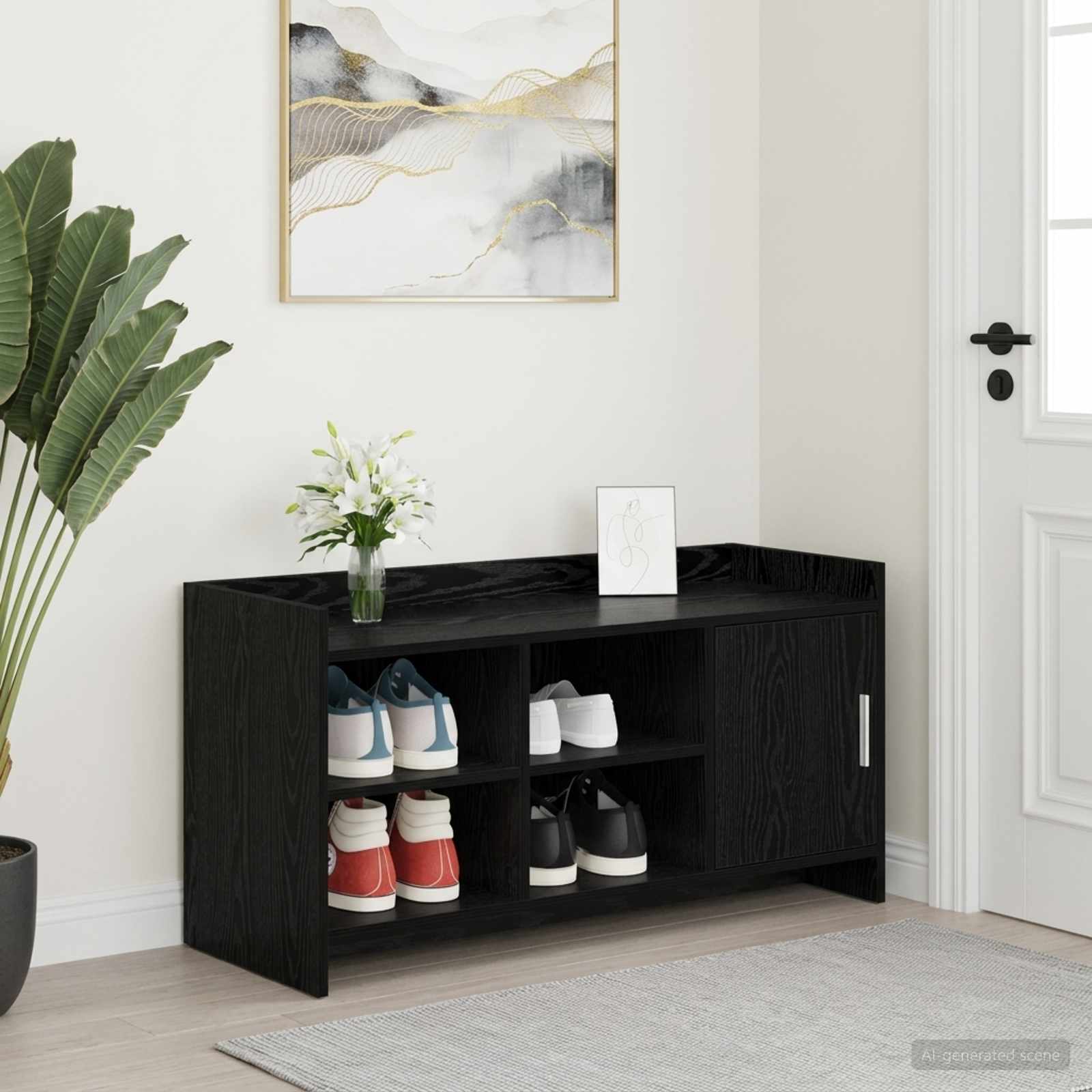 Schuhschrank Schwarze Eiche 100 x 39,5 x 51 cm Holzwerkstoff