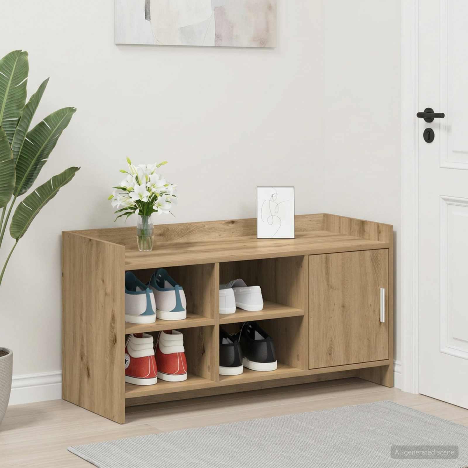 Schuhschrank 100 x 39,5 x 51 cm Holzwerkstoff Artisan-Eiche