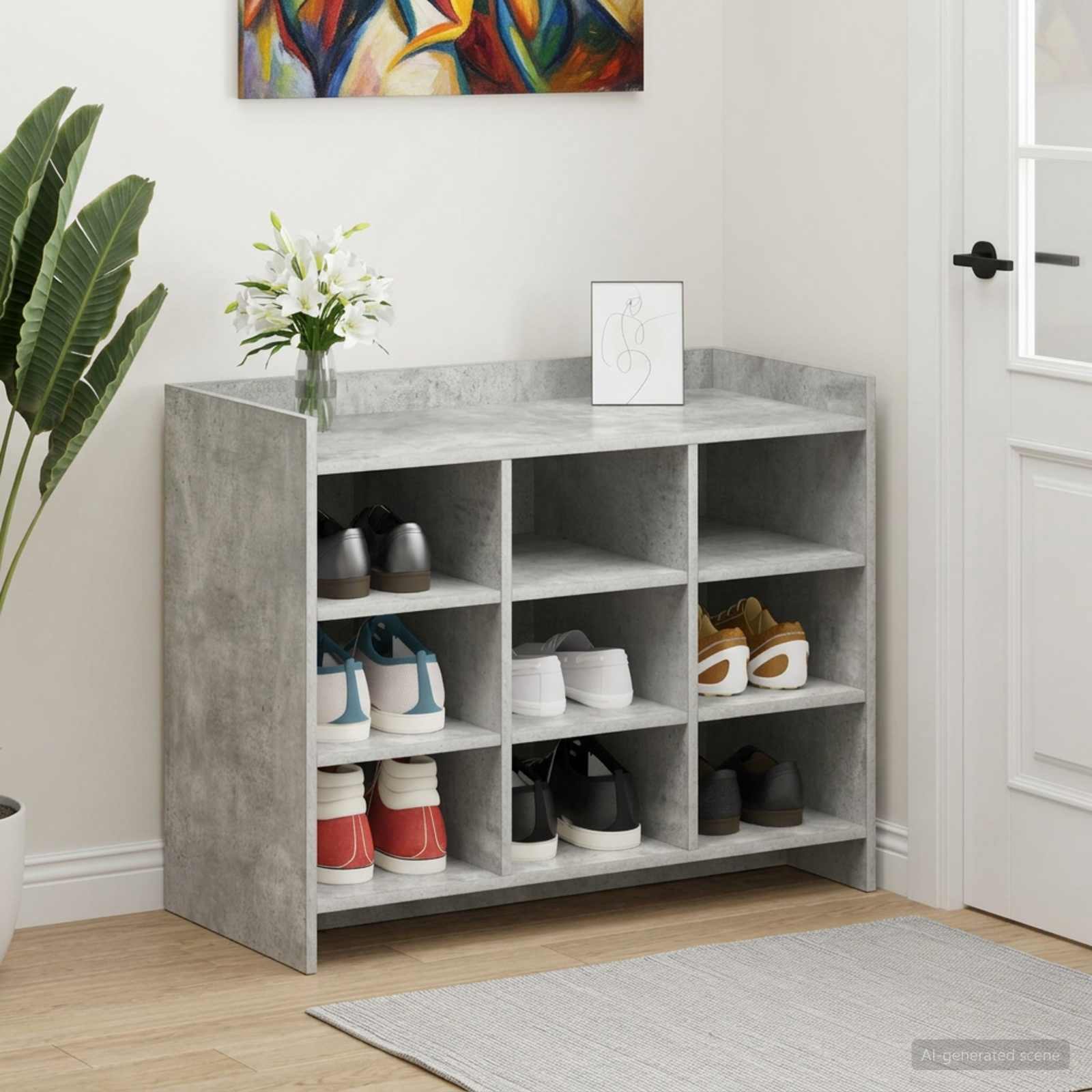 Schuhschrank Betongrau 85 x 39,5 x 70 cm Holzwerkstoff
