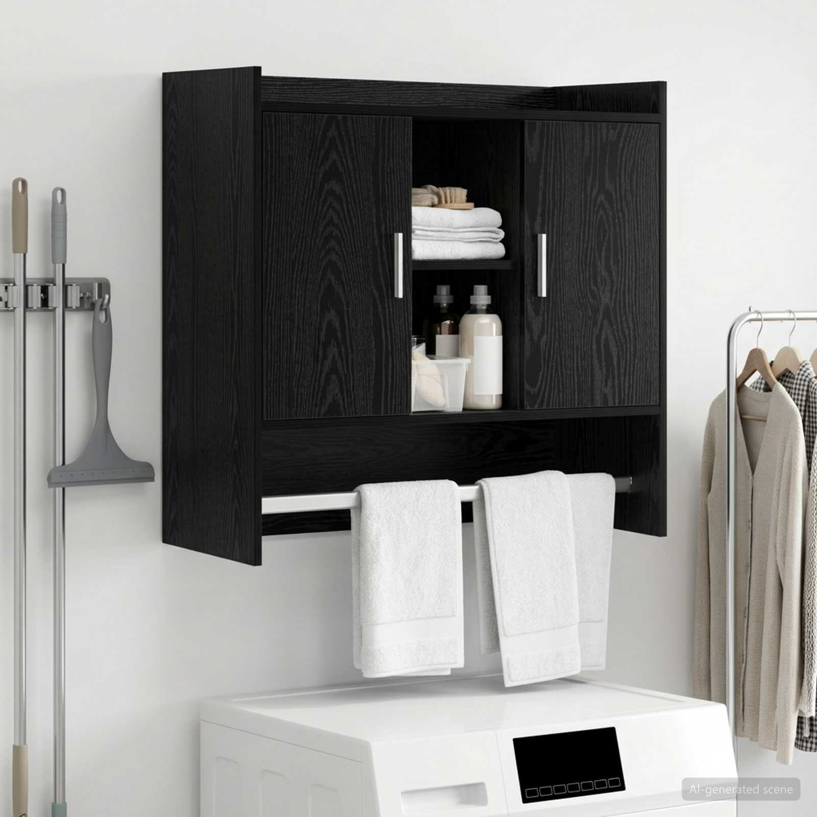 Wandregal Wandhalterung Schwarze Eiche 80 x 36 x 80 cm
