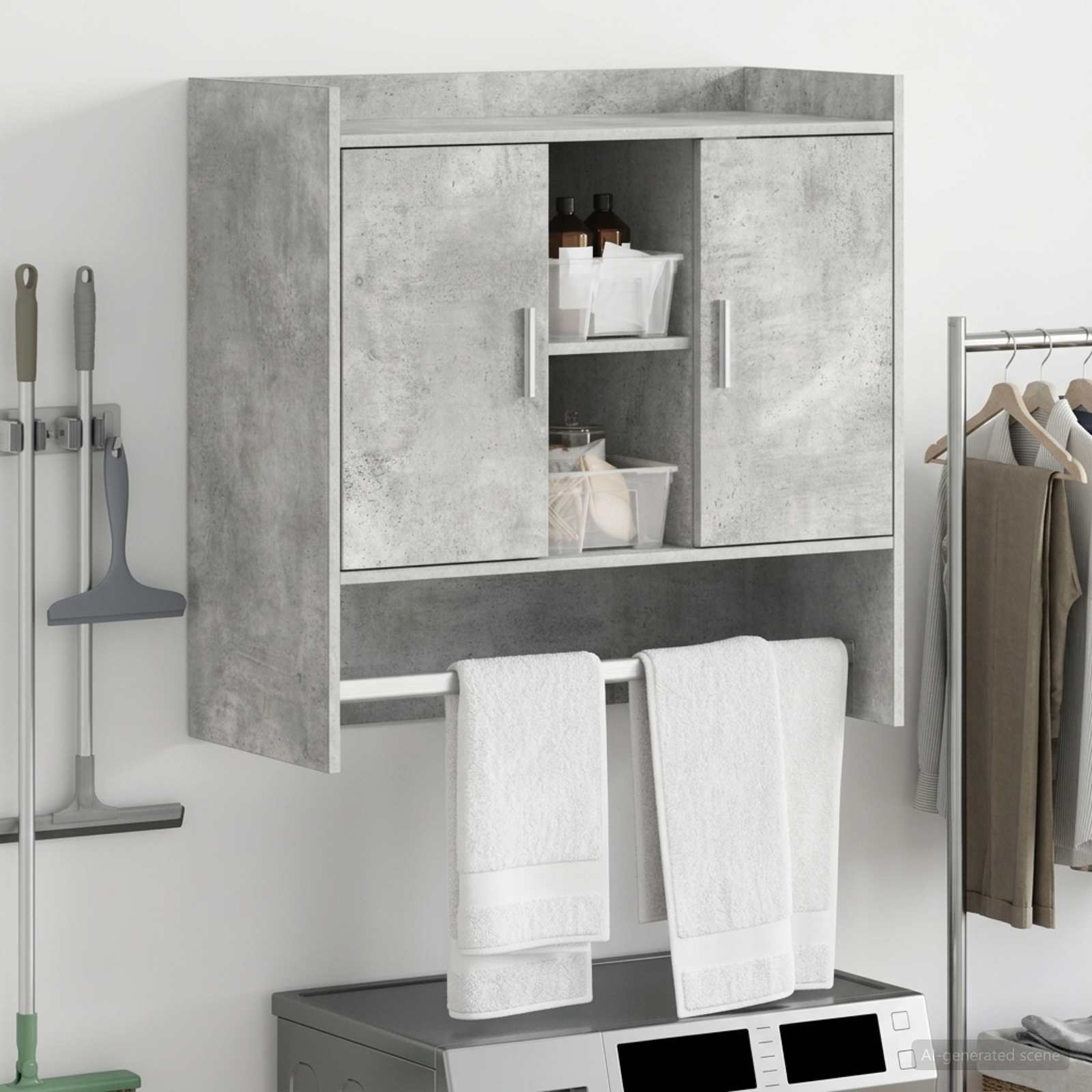 Wandregal Wandhalterung Betongrau 80 x 36 x 80 cm Holzwerkstoff