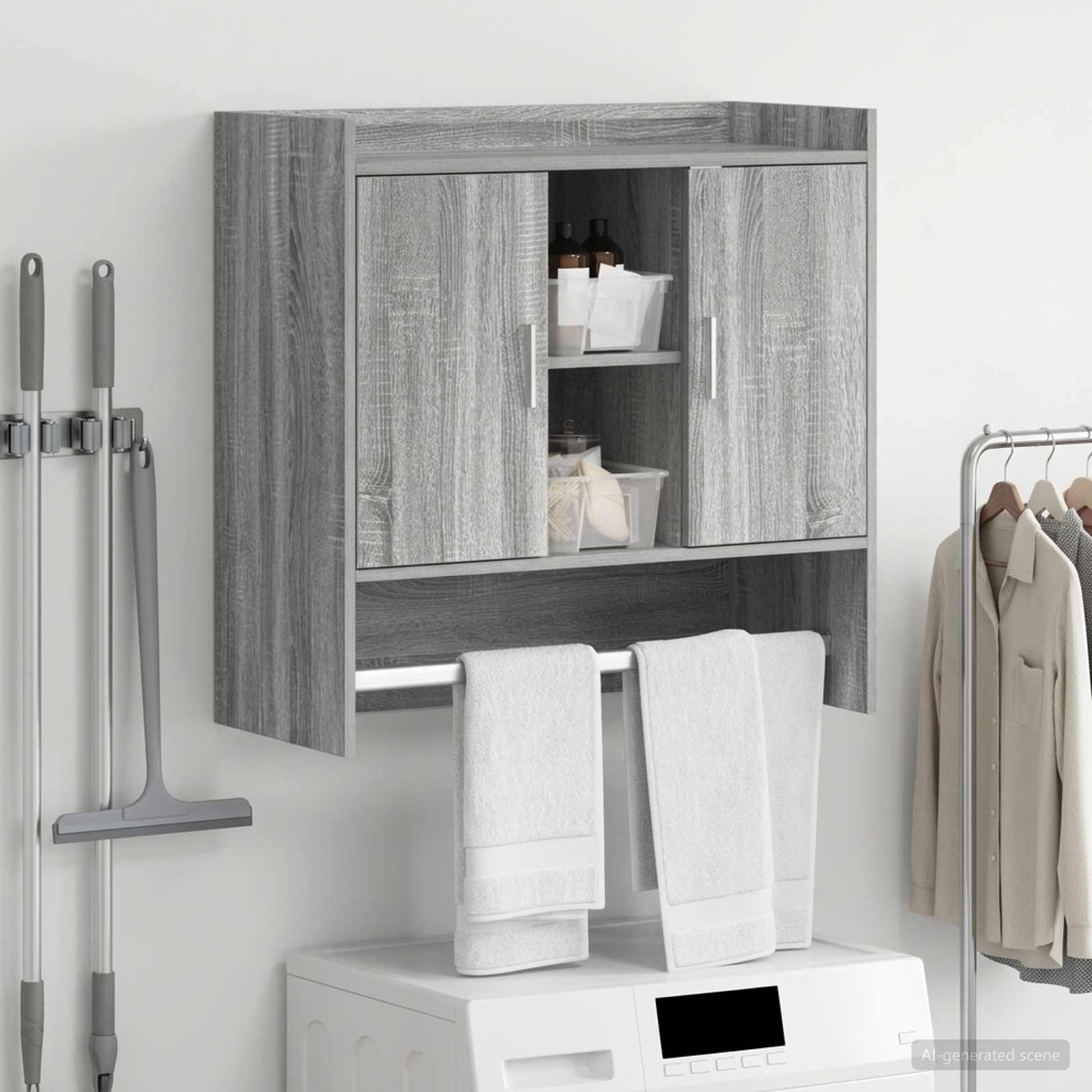 Wandregal Wandhalterung Grau Sonoma 80 x 36 x 80 cm