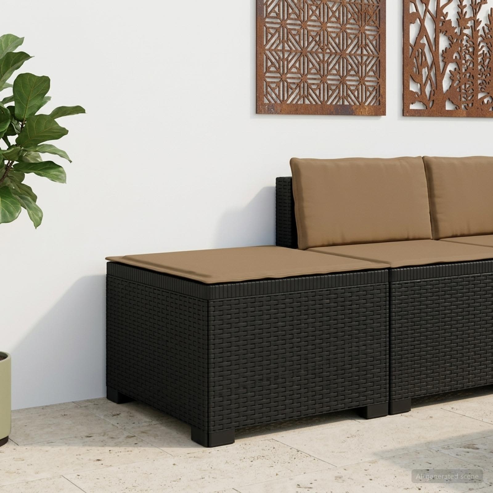 1-Sitzer Garten-Sofa mit Kissen Rattan-Look PP Anthrazit