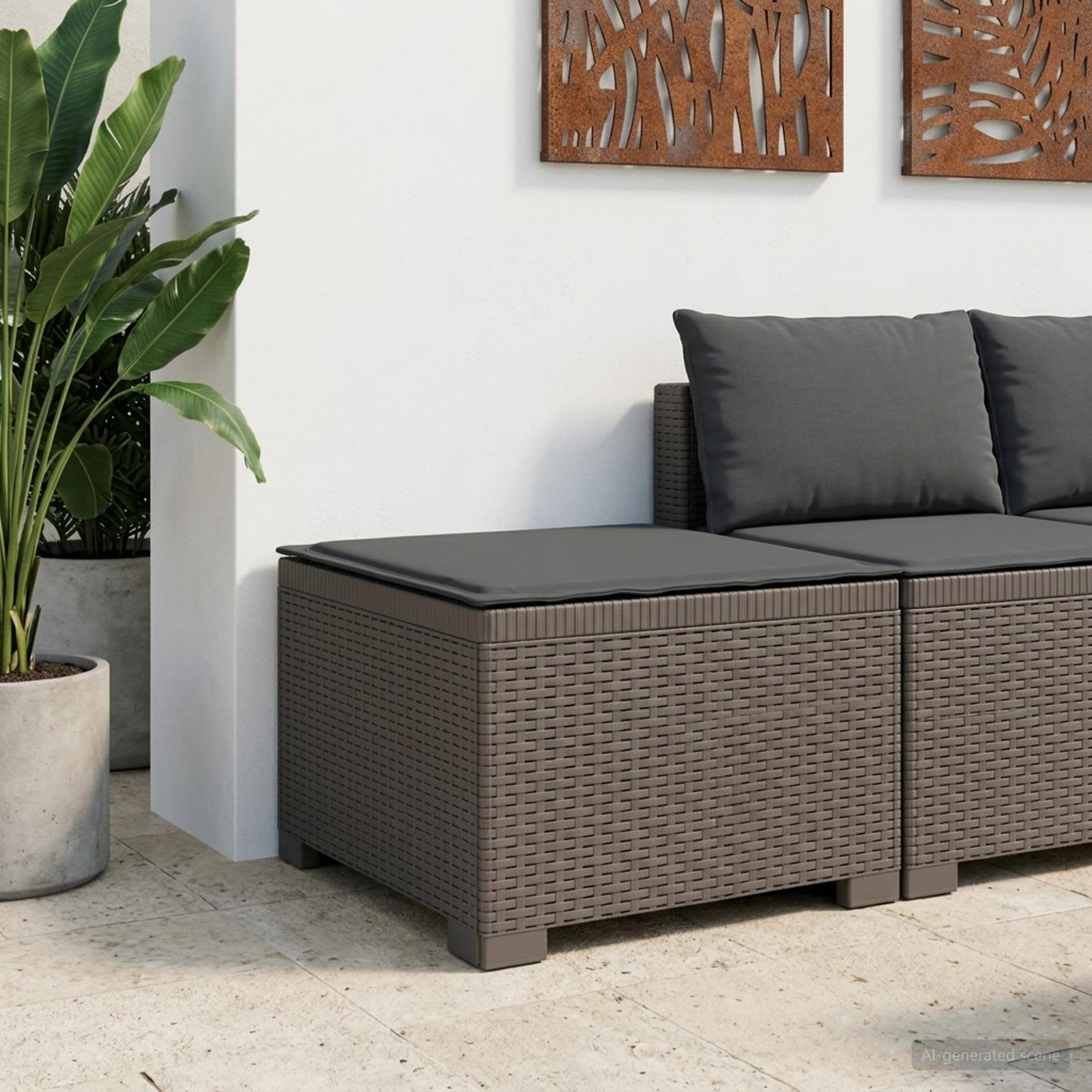 1-Sitzer Garten-Sofa mit Kissen Rattan-Look PP Hellgrau