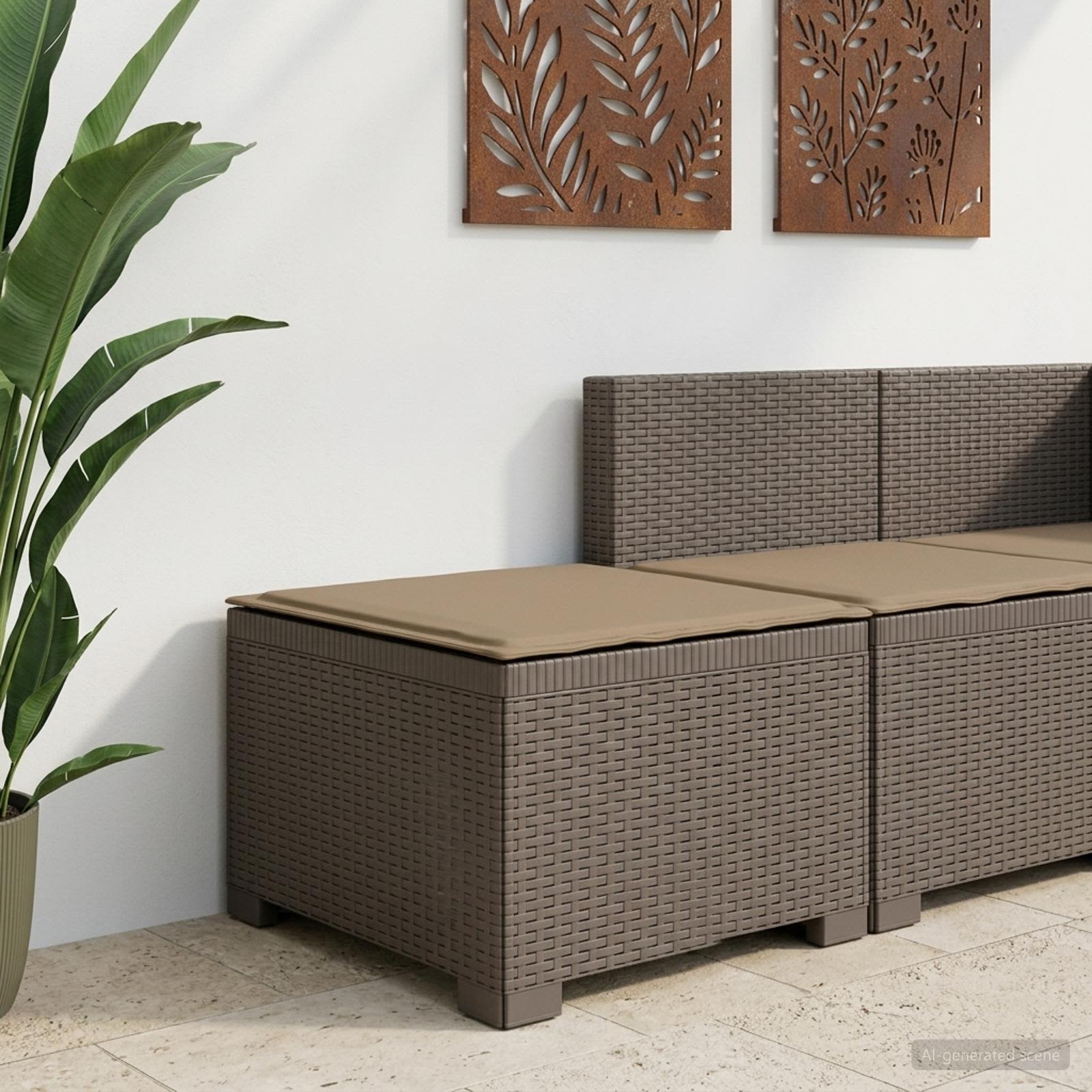1-Sitzer Garten-Sofa mit Kissen Rattan-Look PP Hellgrau