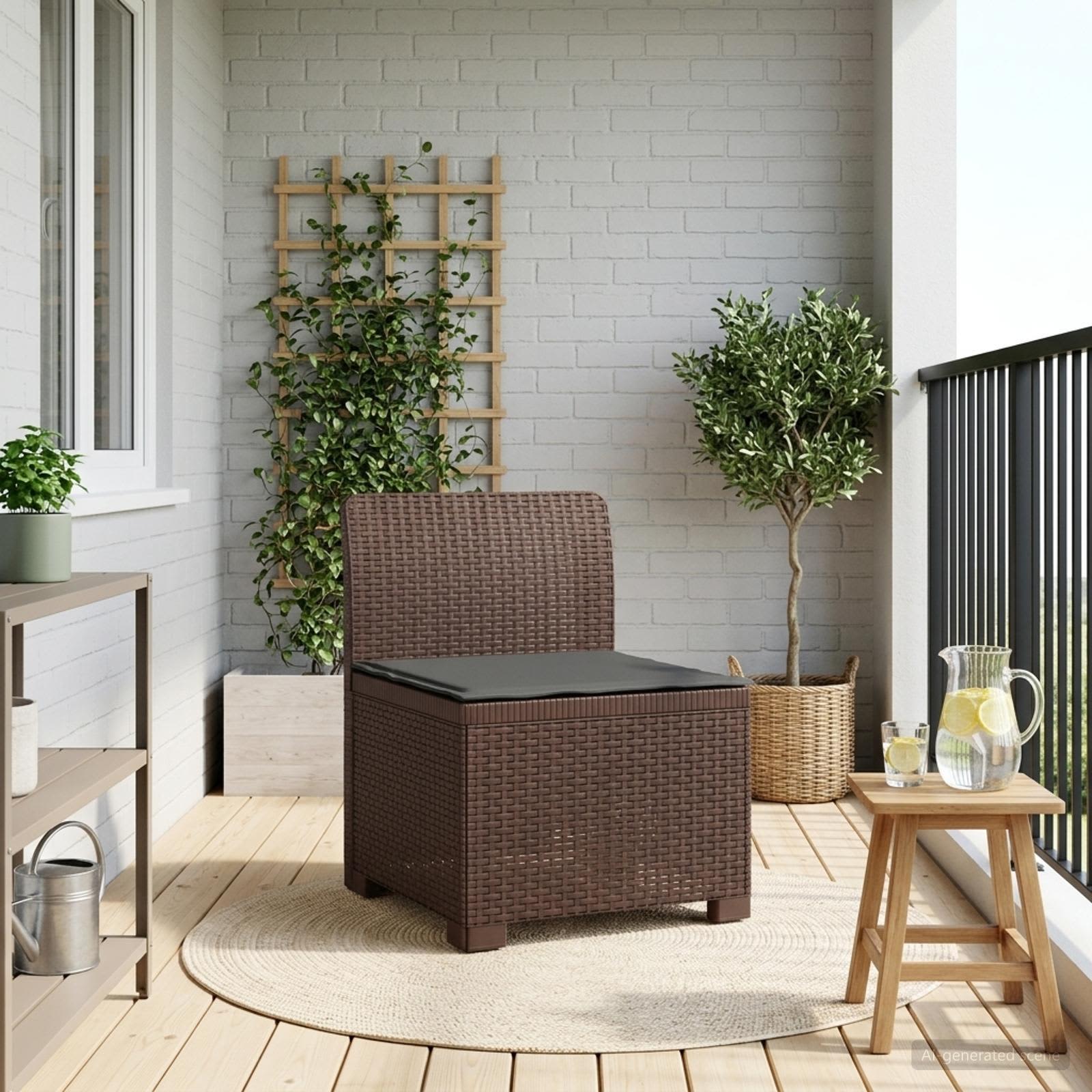 1-Sitzer Garten-Sofa mit Kissen Rattan-Look PP Braun