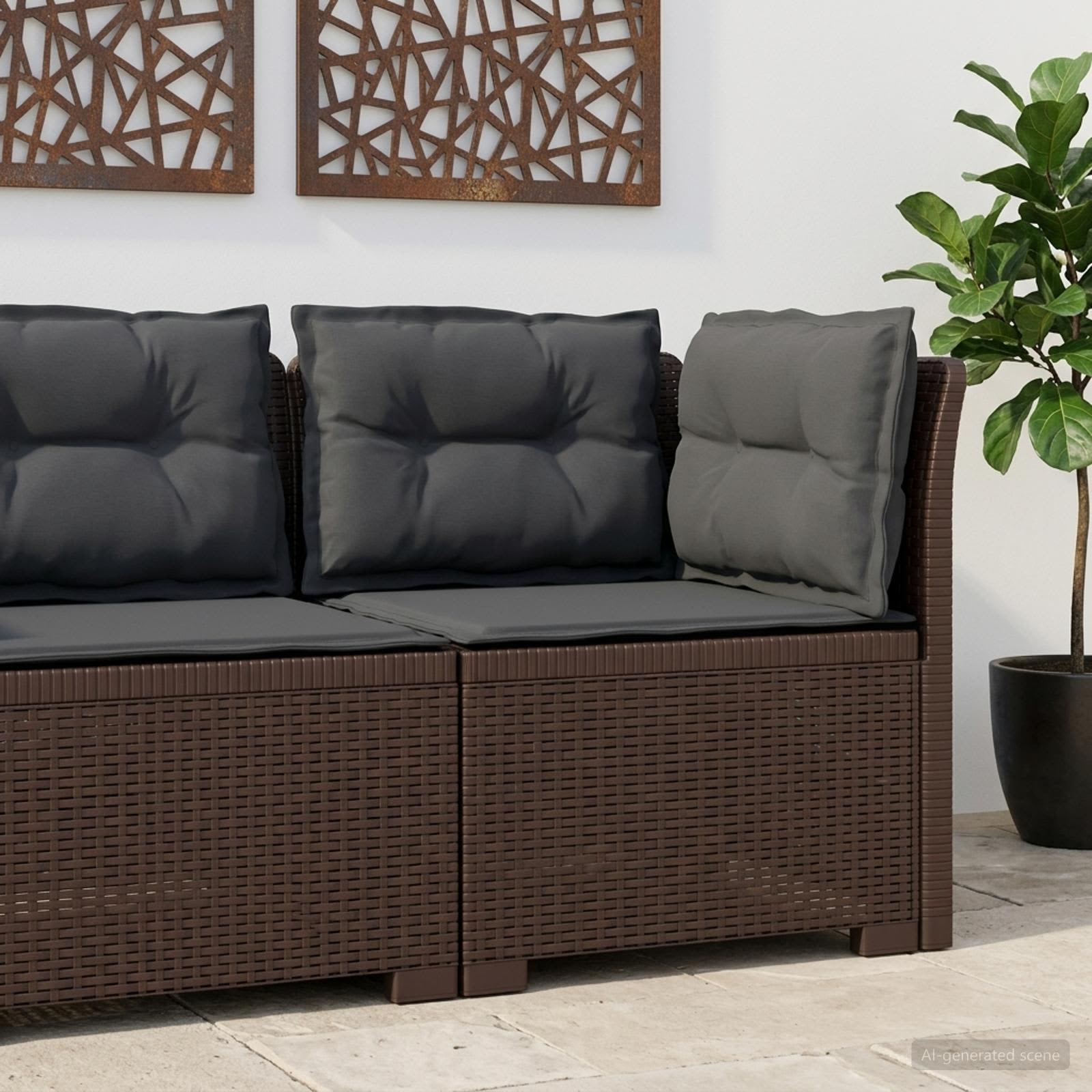 1-Sitzer Garten-Sofa mit Kissen Rattan-Look PP Braun