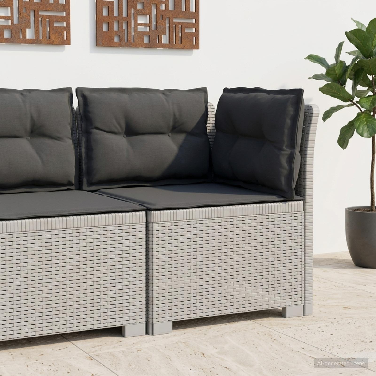 1-Sitzer Garten-Sofa mit Kissen Rattan-Look PP Weiß