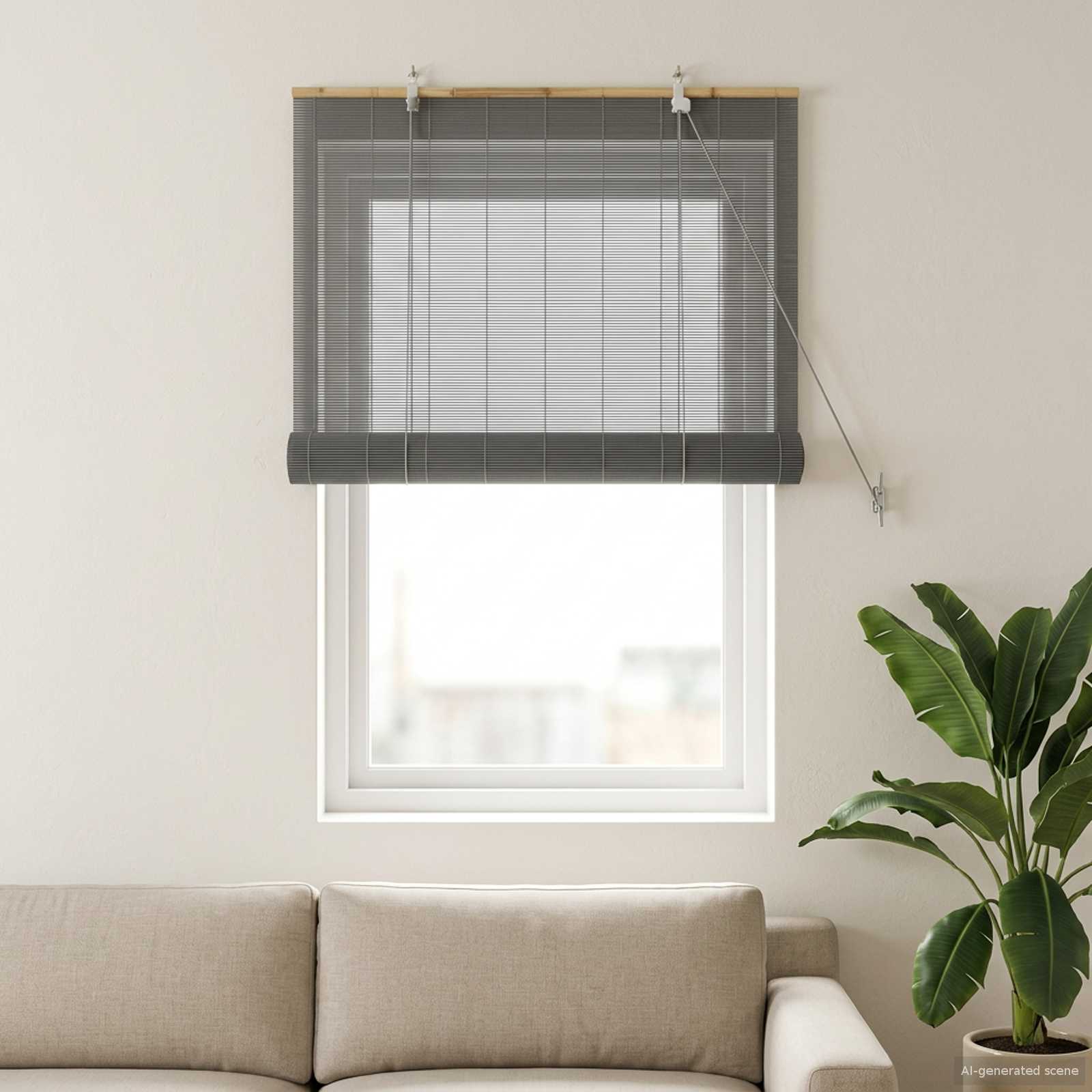 Rollo Grau 50 x 160 cm Bambus