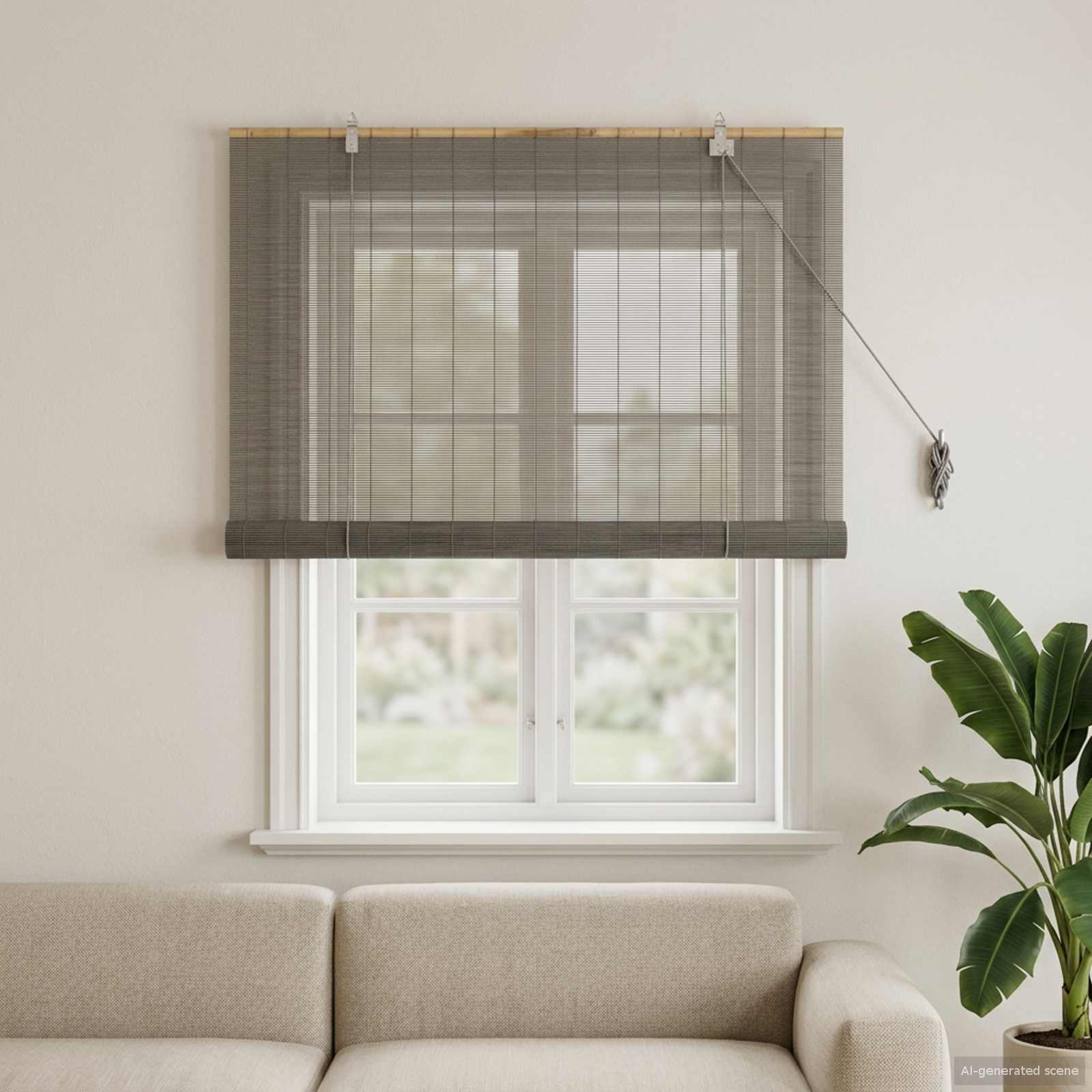Rollo Grau 100 x 160 cm Bambus