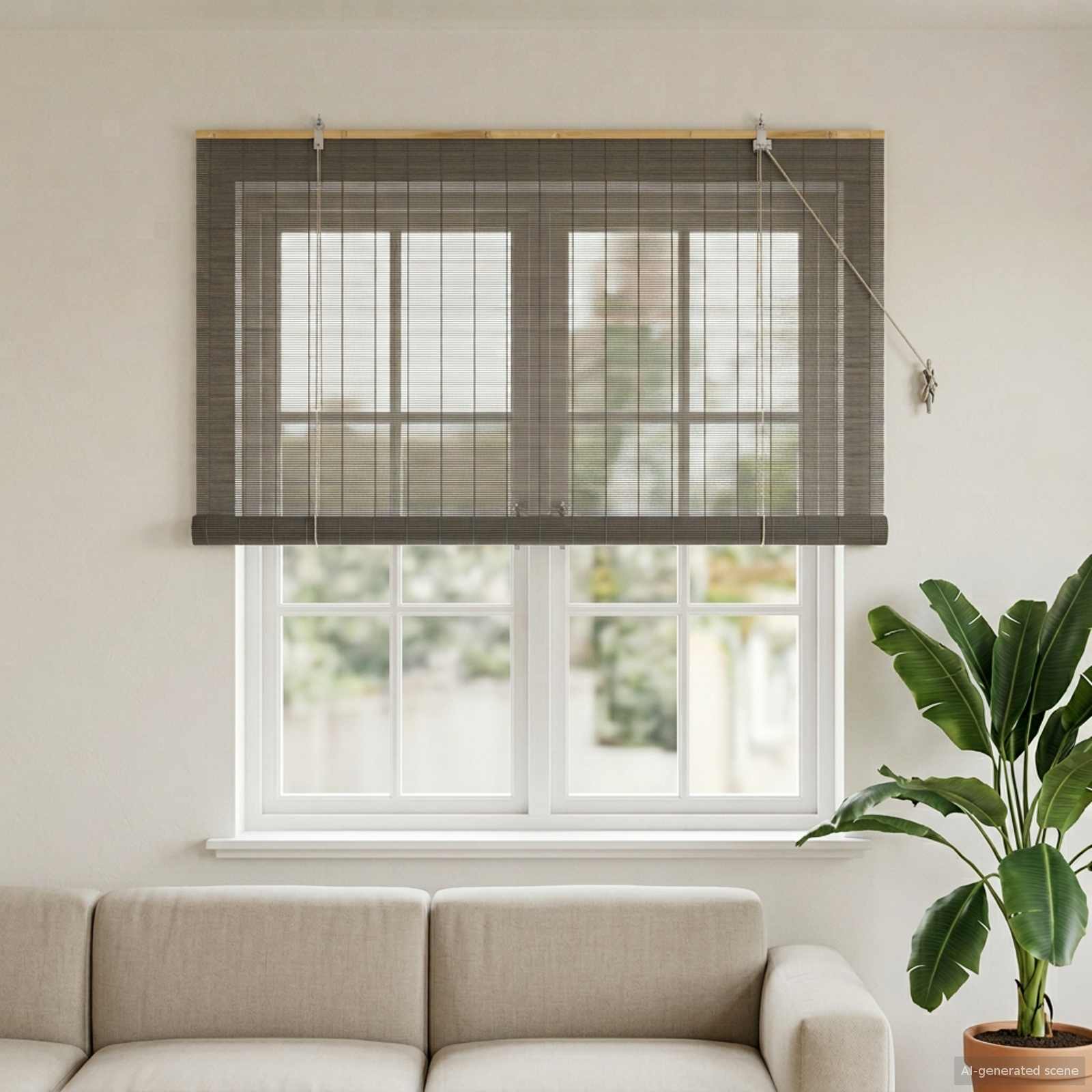 Rollo Grau 130 x 160 cm Bambus