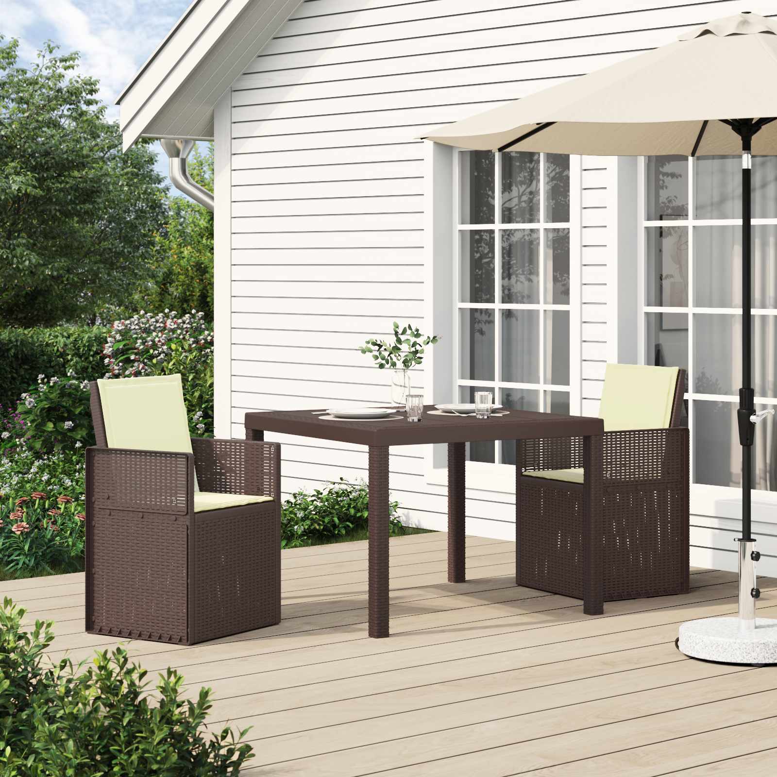 Garten Essgruppe 3 stk. Braun und Creme PP