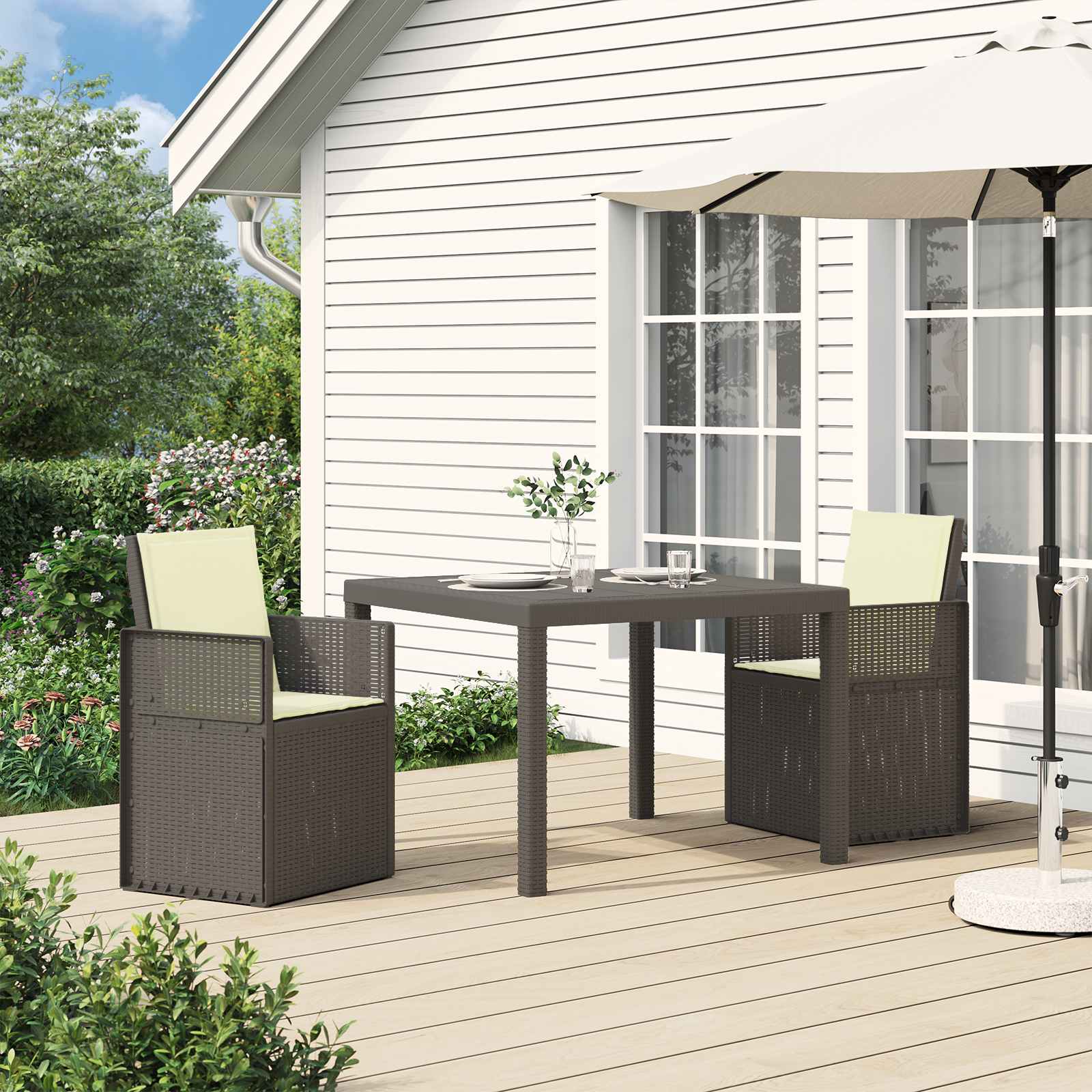 Garten Essgruppe 3 stk. Hellgrau und Creme PP