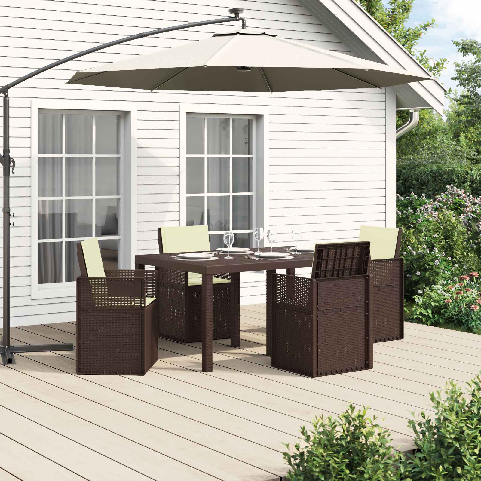 Garten Essgruppe 5 stk. Braun und Creme PP