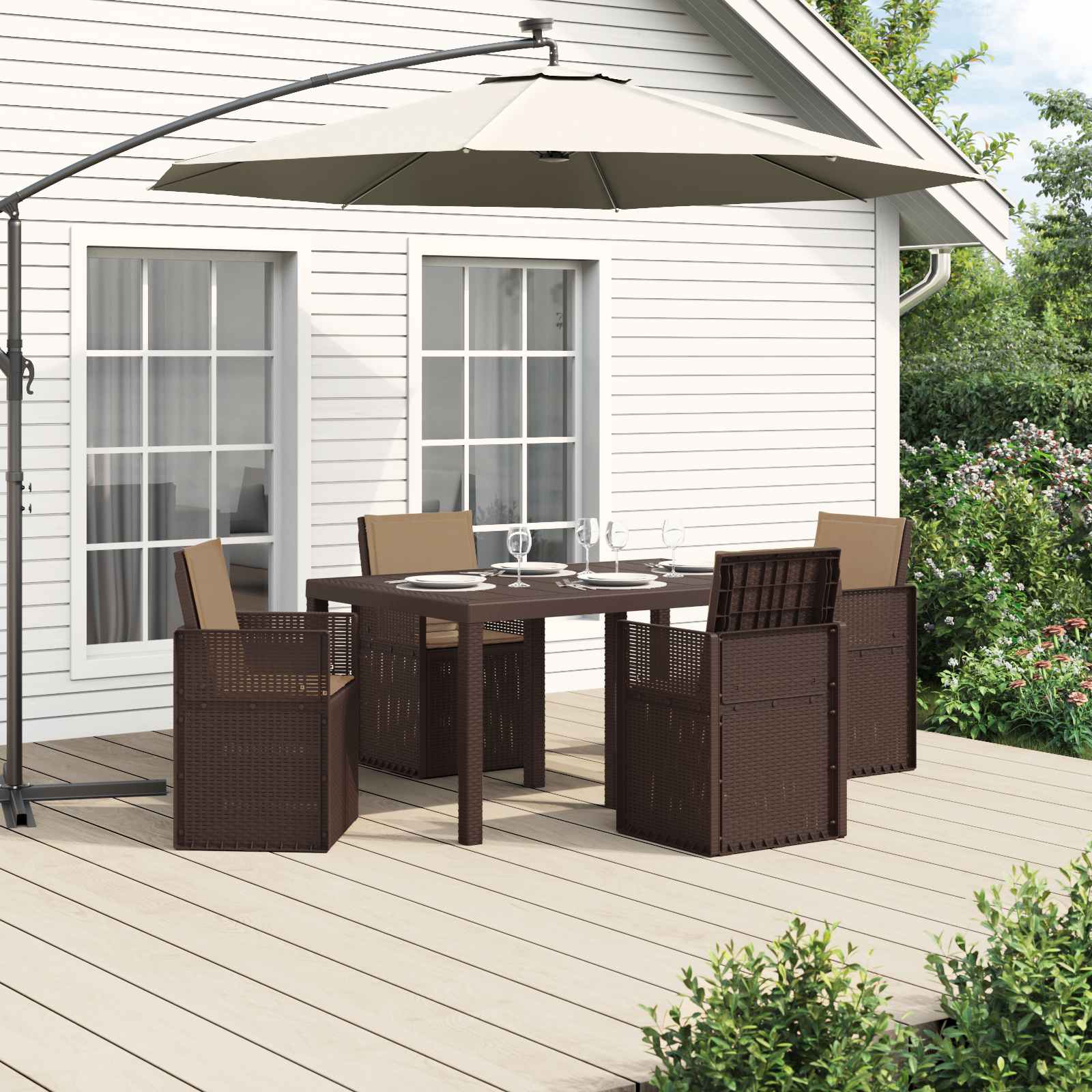 Garten Essgruppe 5 stk. Braun und Taupe PP