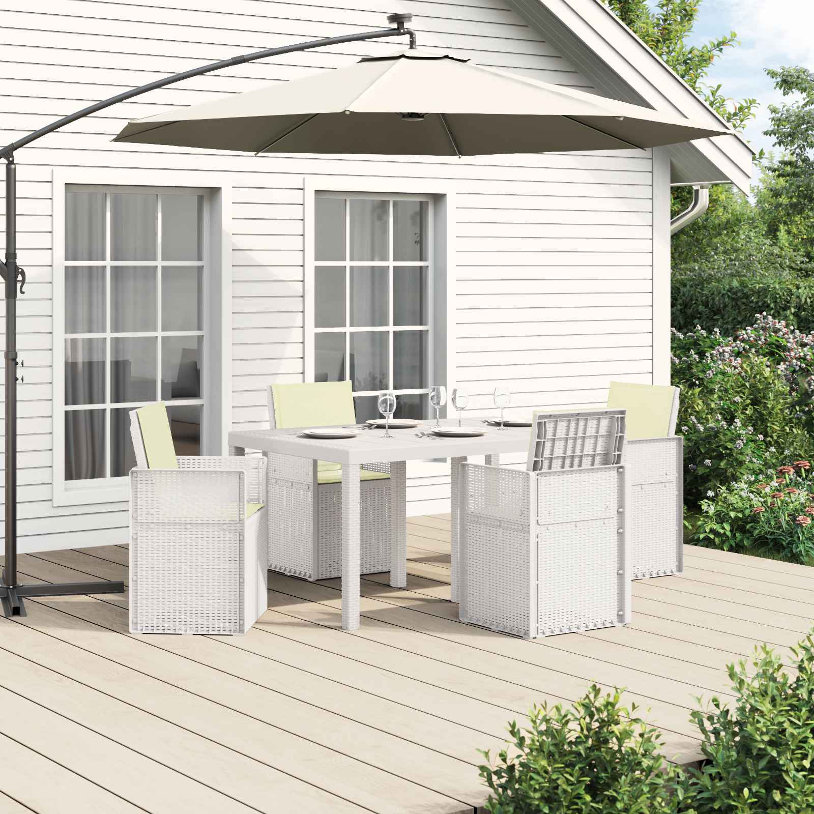 Garten Essgruppe 5 stk. Weiß und Creme PP