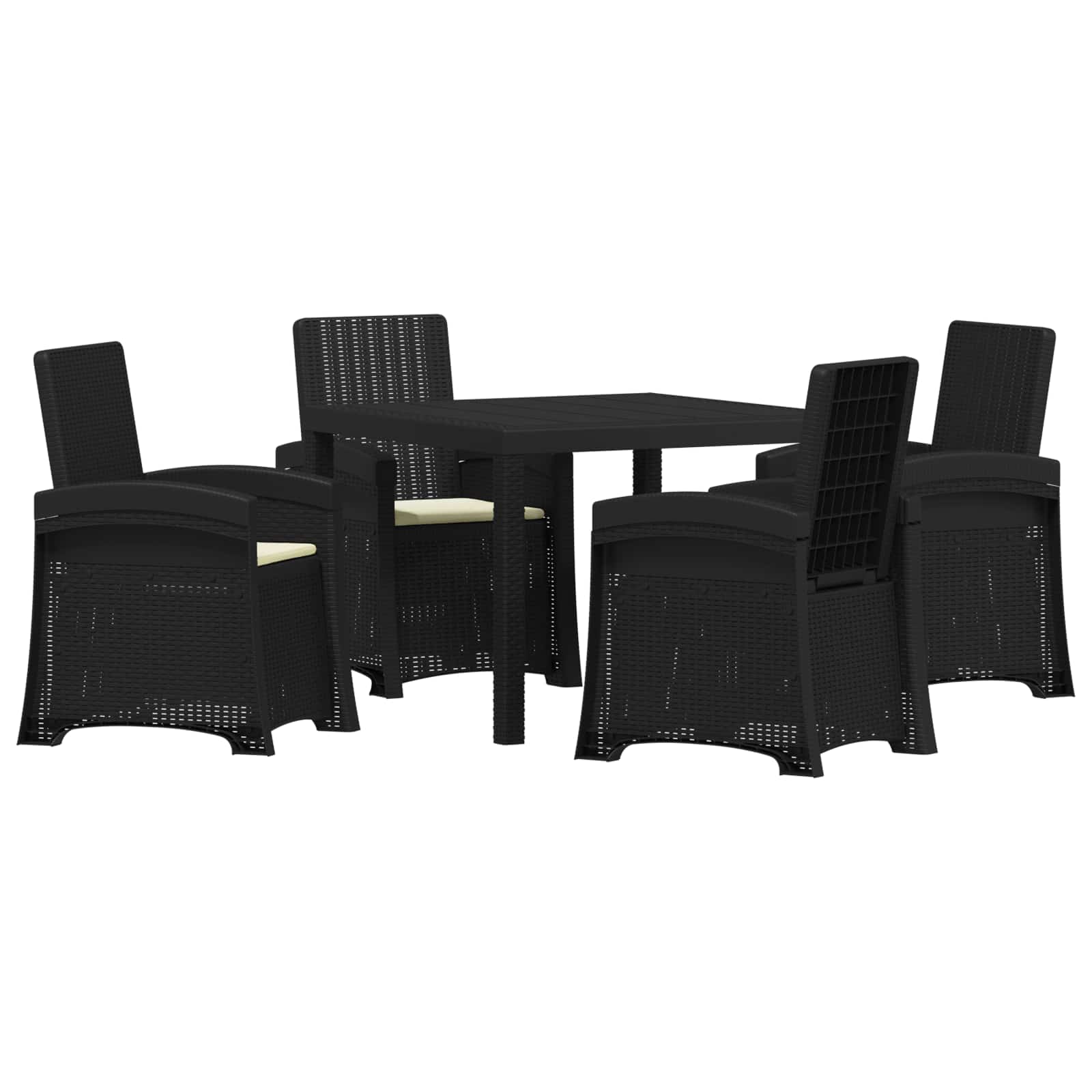 Garten Essgruppe 5 stk. Anthrazit und Creme PP