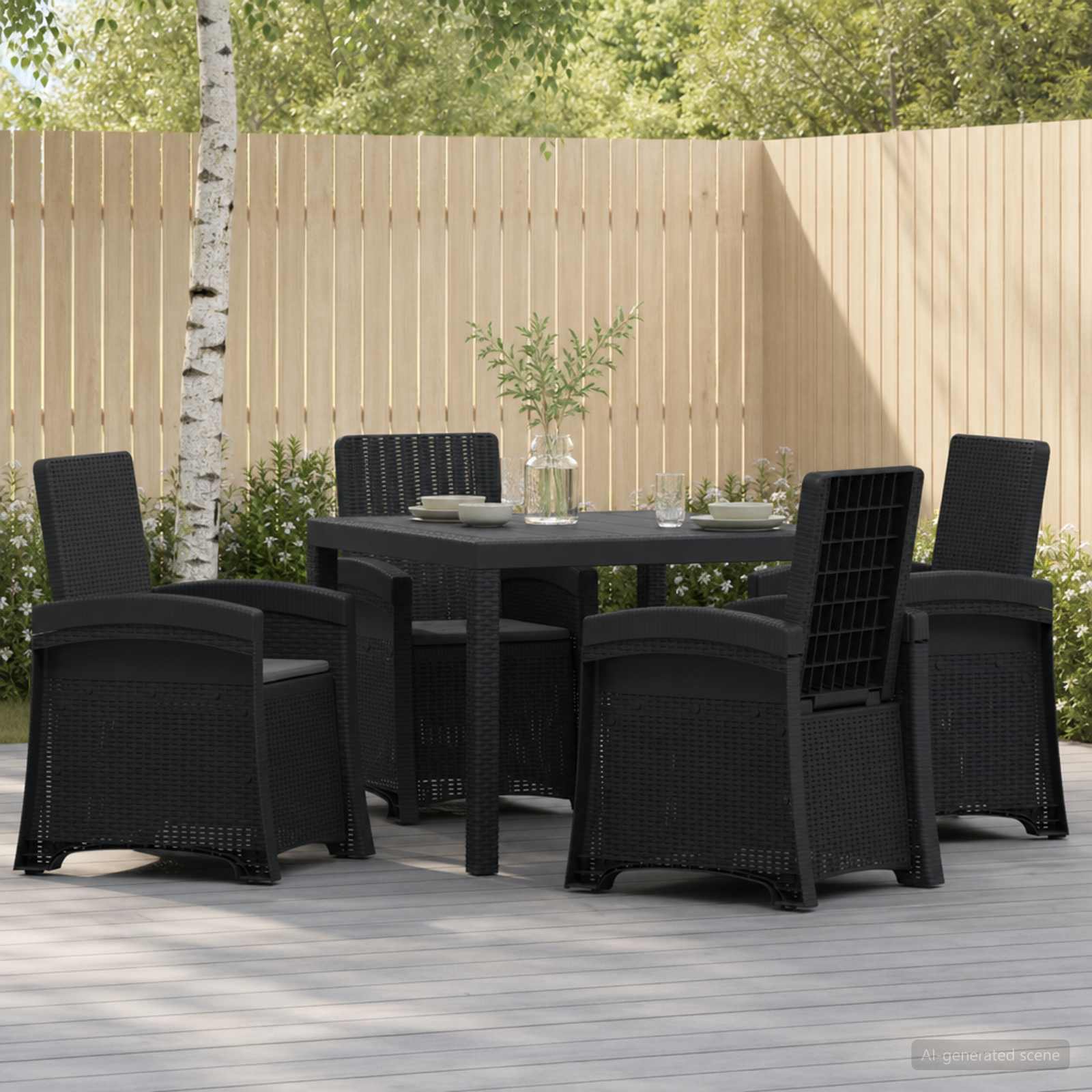 Garten Essgruppe 5 stk. Anthrazit PP