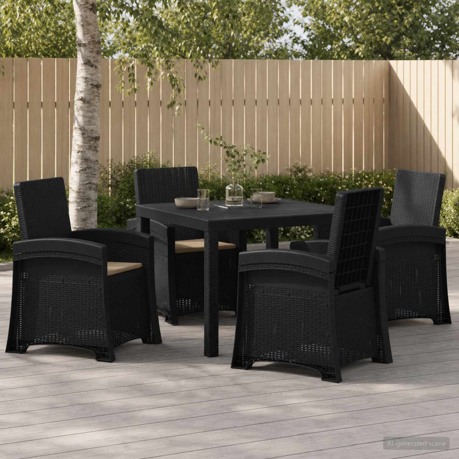 Garten Essgruppe 5 stk. Anthrazit und Taupe PP