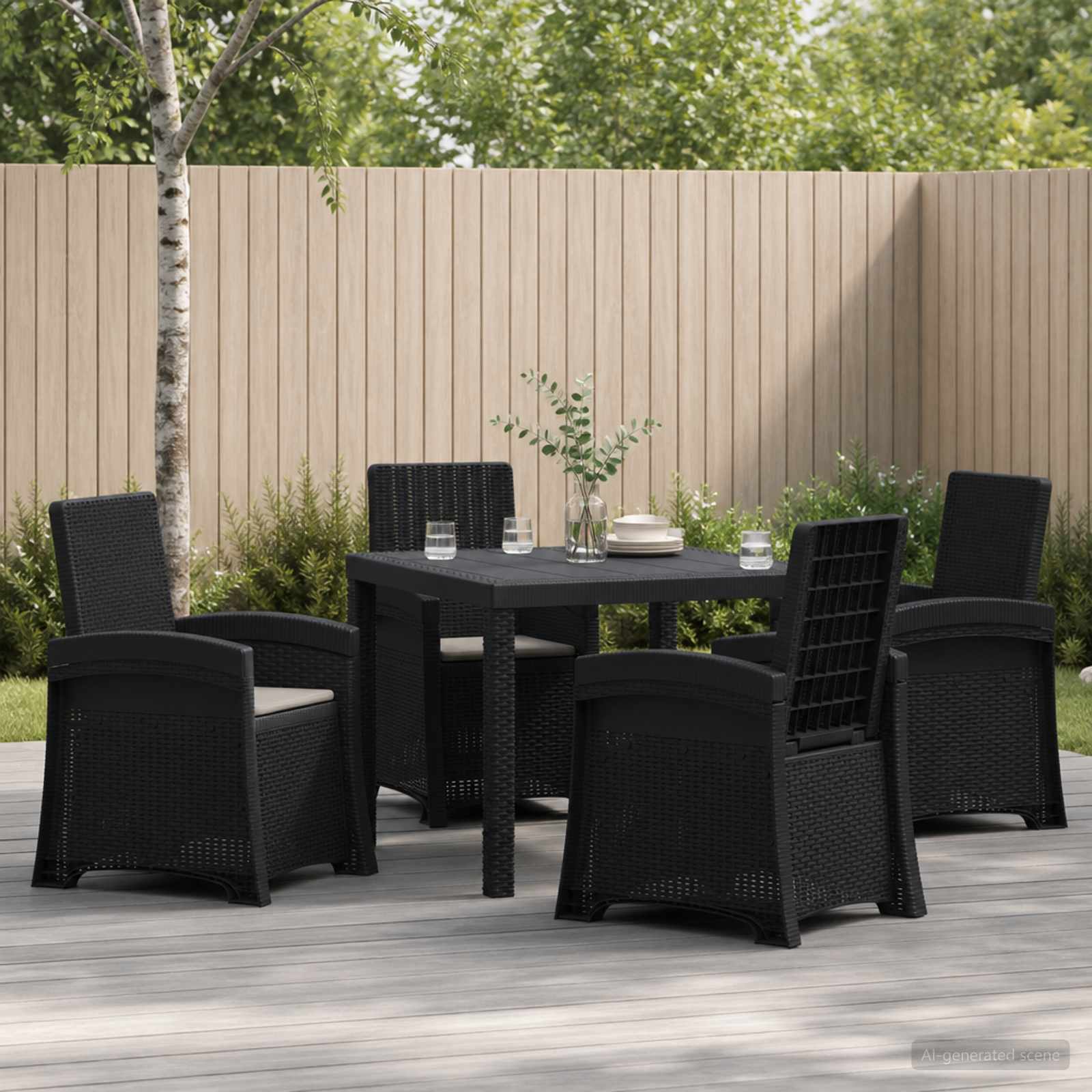 Garten Essgruppe 5 stk. Anthrazit und Hellgrau PP