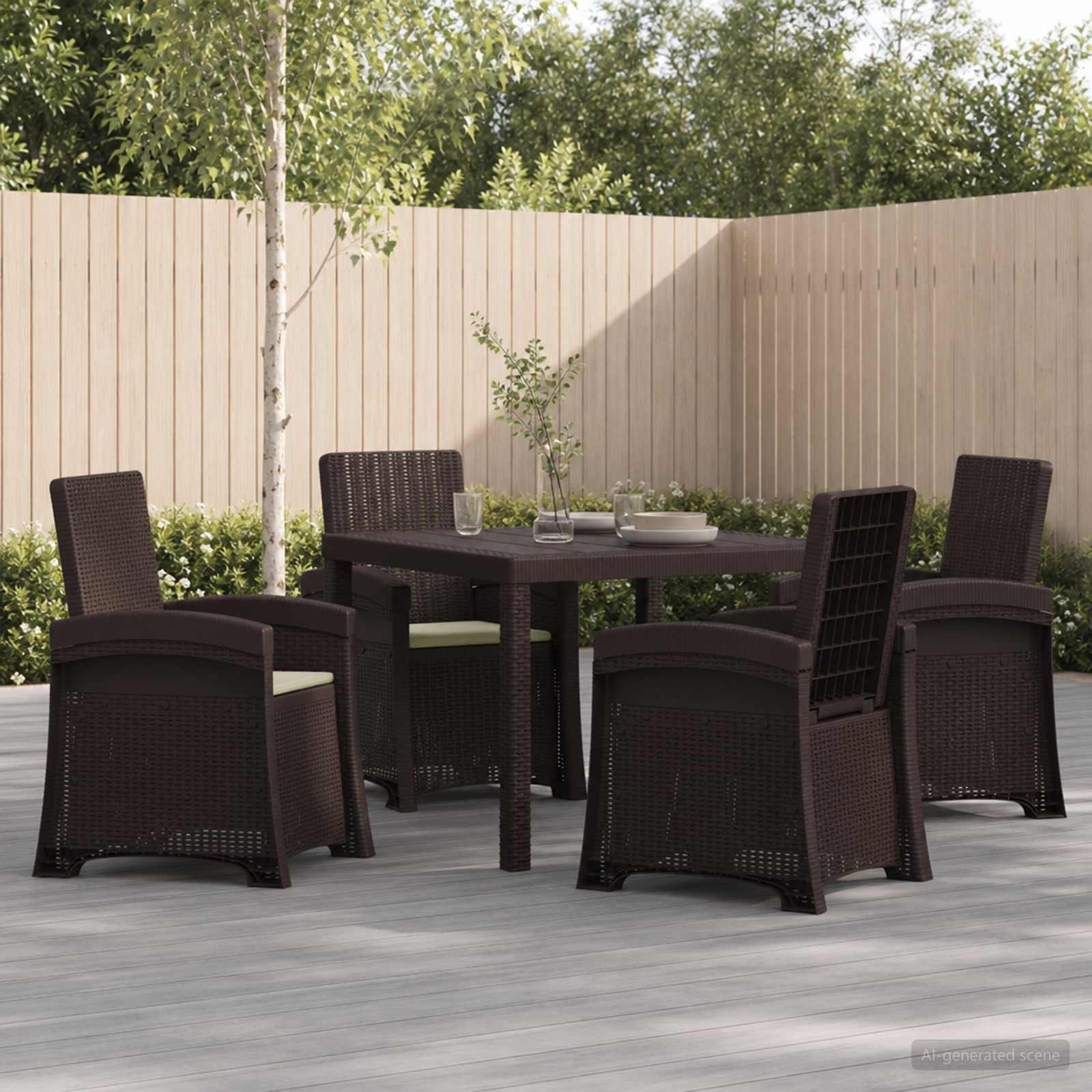 Garten Essgruppe 5 stk. Braun und Creme PP