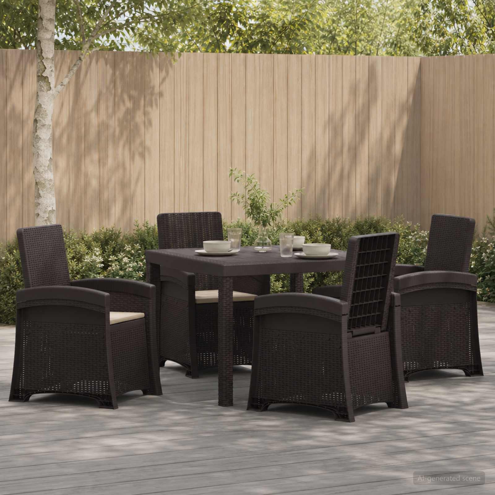 Garten Essgruppe 5 stk. Braun und Taupe PP