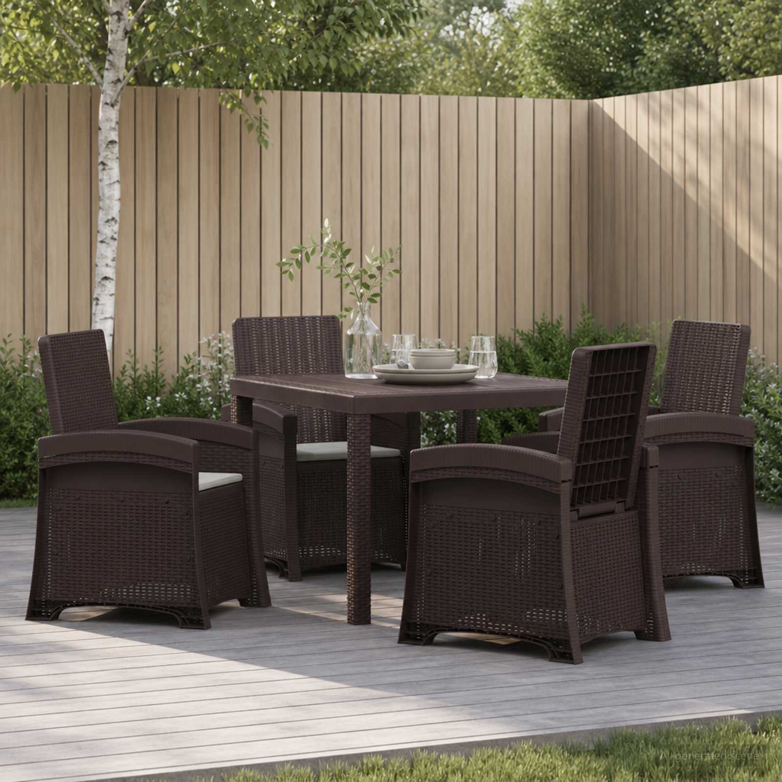 Garten Essgruppe 5 stk. Braun und Hellgrau PP