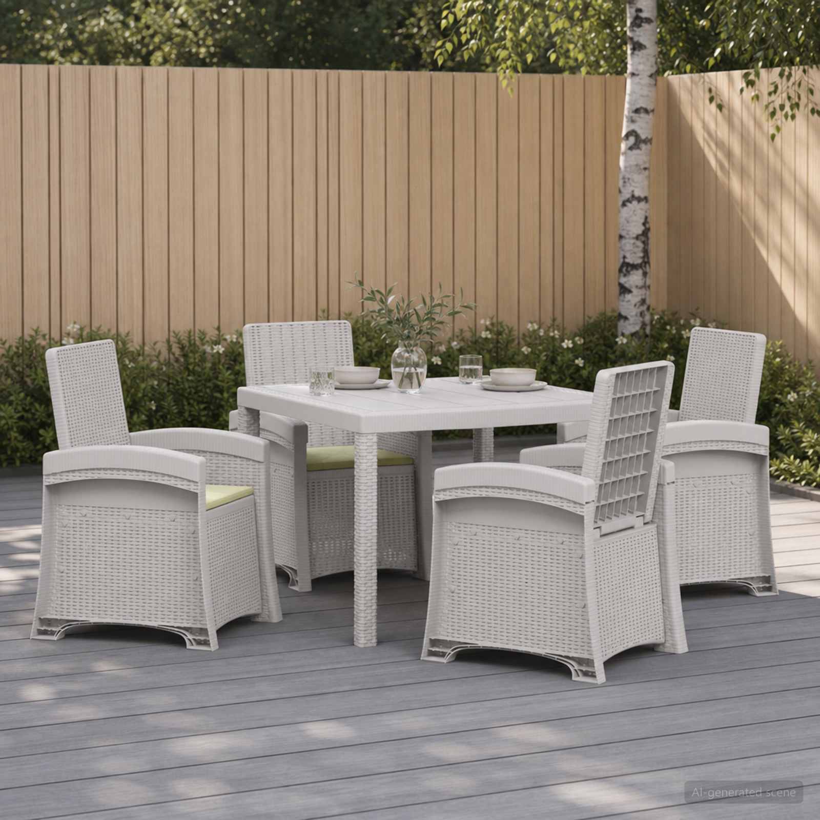 Garten Essgruppe 5 stk. Weiß und Creme PP